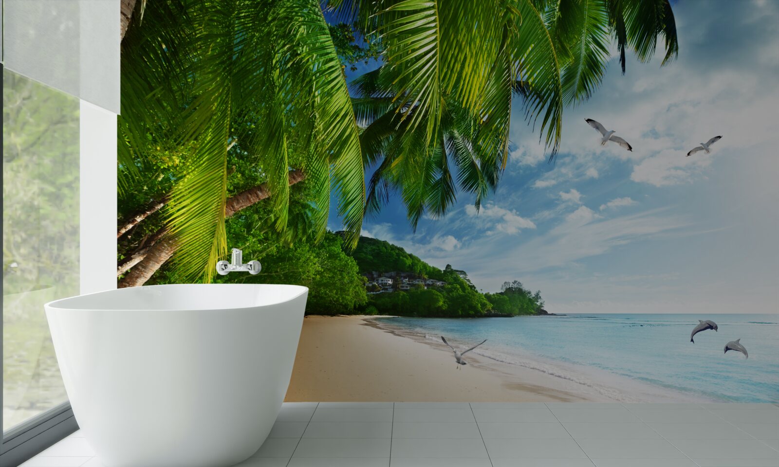 Papier peint île inhabitée avec une plage de sable