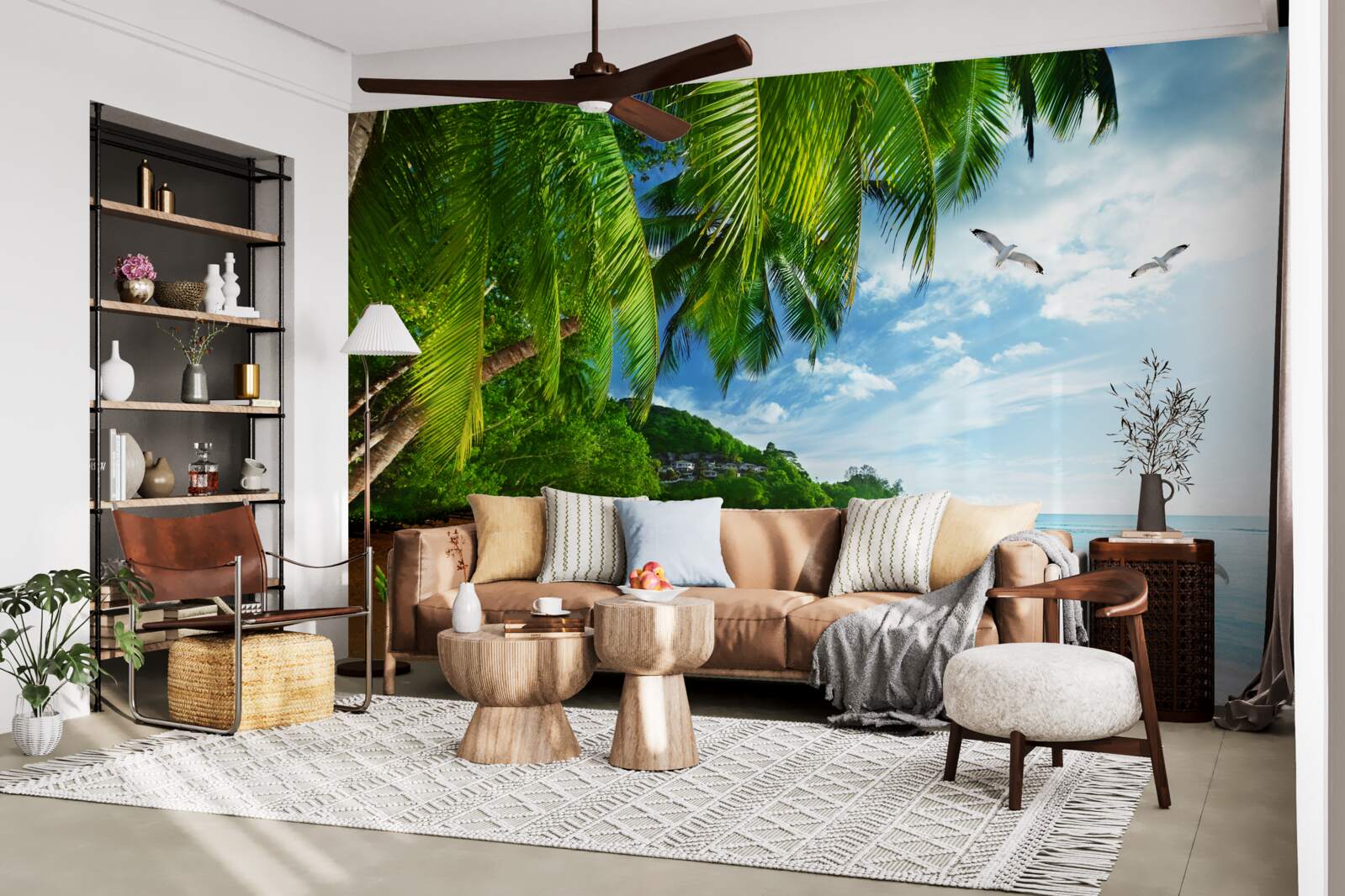 Papier peint île inhabitée avec une plage de sable