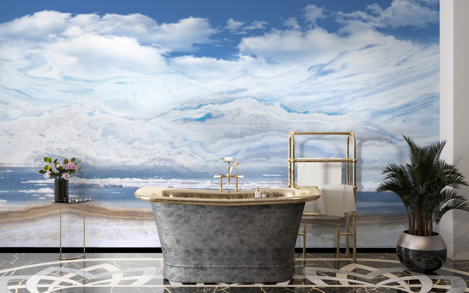 Papier peint plage de sable et mer calme