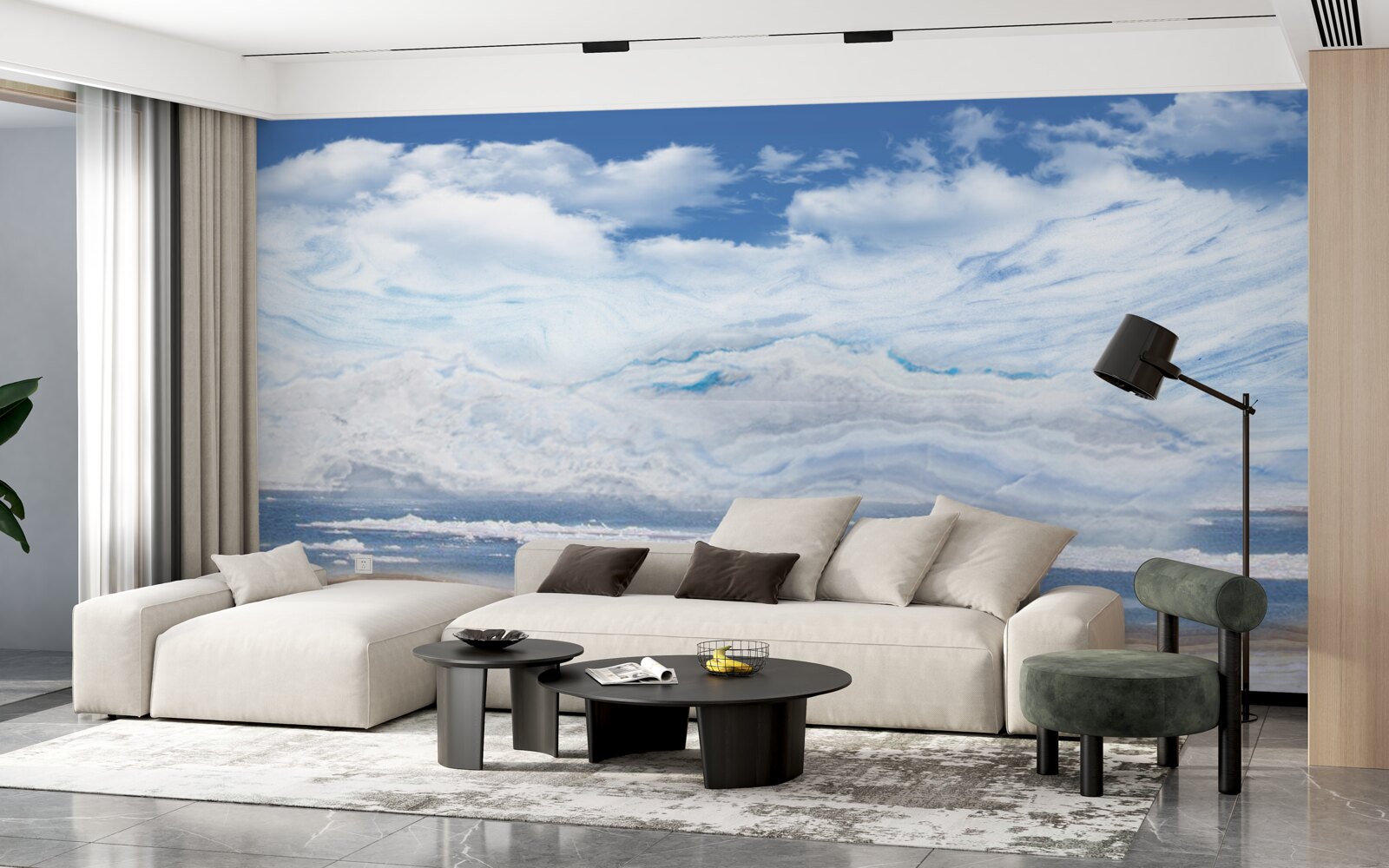 Papier peint plage de sable et mer calme