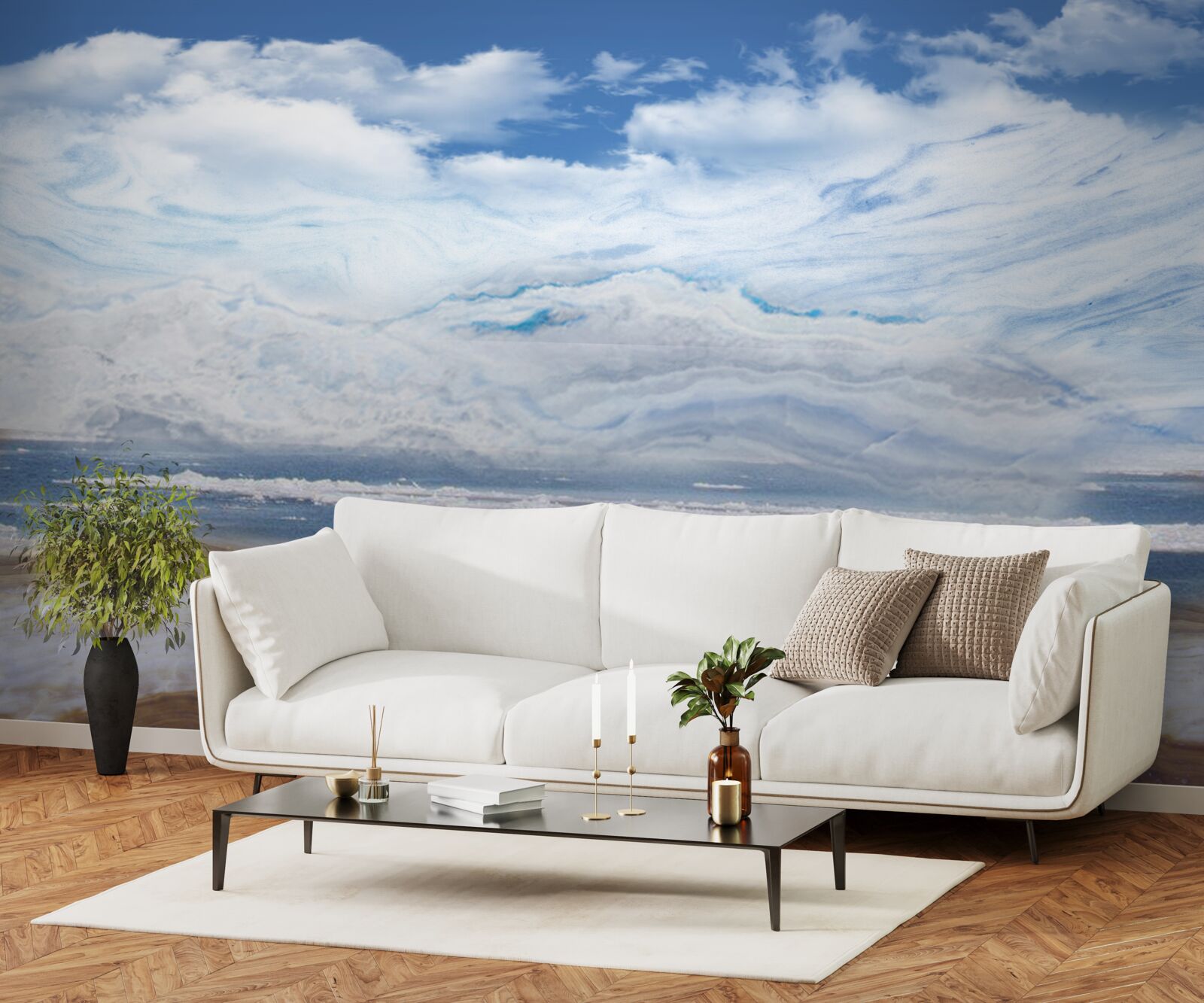 Papier peint plage de sable et mer calme