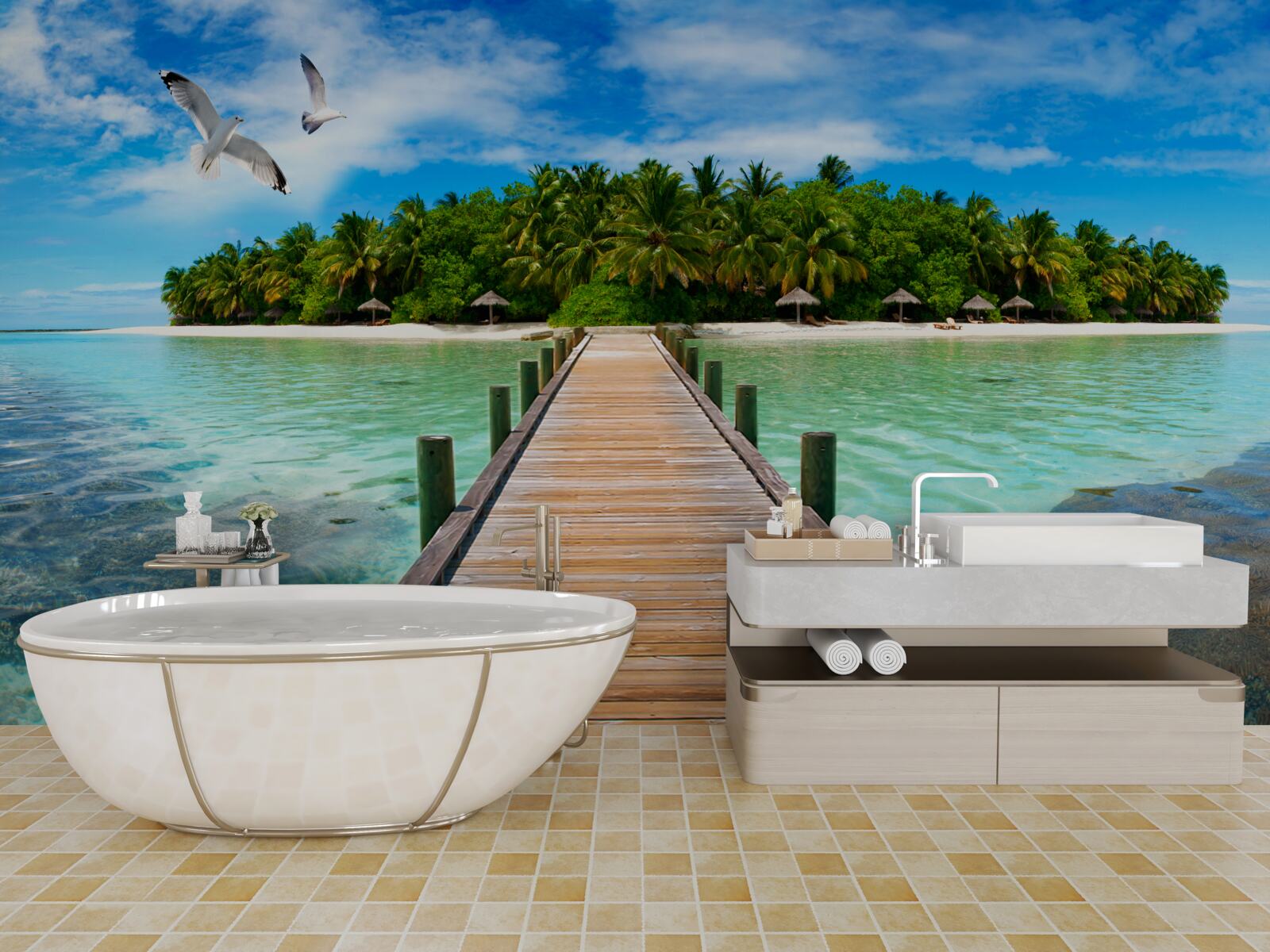 Papier peint la route vers l'île tropicale