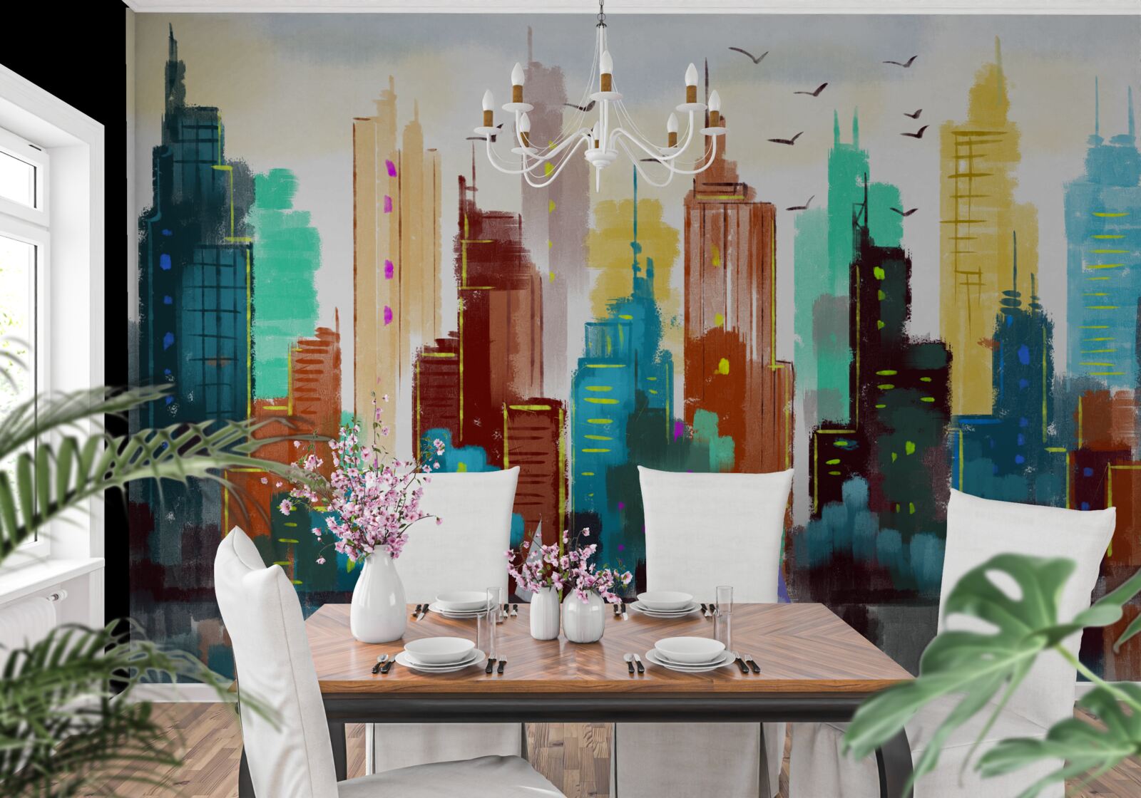 Papier peint représentation abstraite de la ville moderne