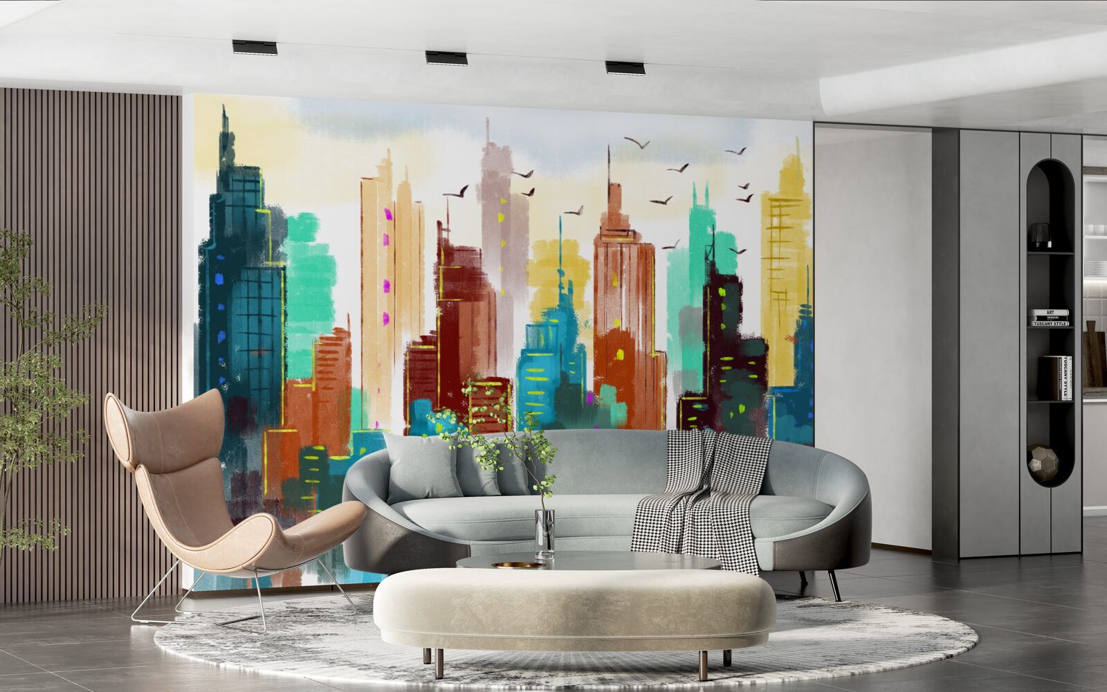 Papier peint représentation abstraite de la ville moderne