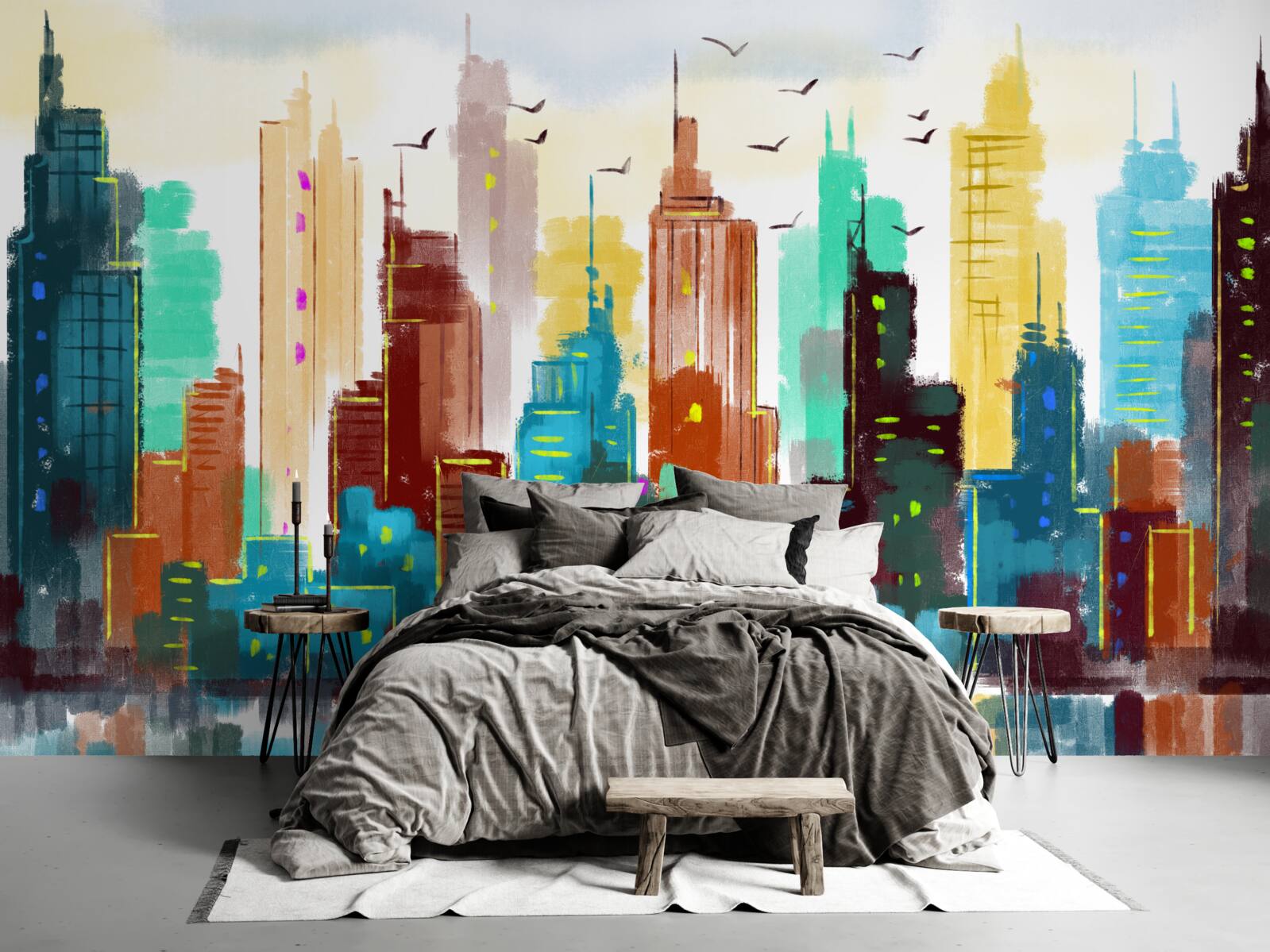 Papier peint représentation abstraite de la ville moderne