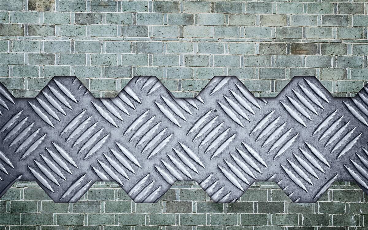 Papier peint mur de briques avec tôle d'aluminium