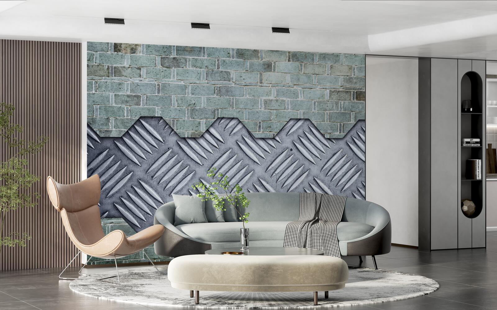 Papier peint mur de briques avec tôle d'aluminium