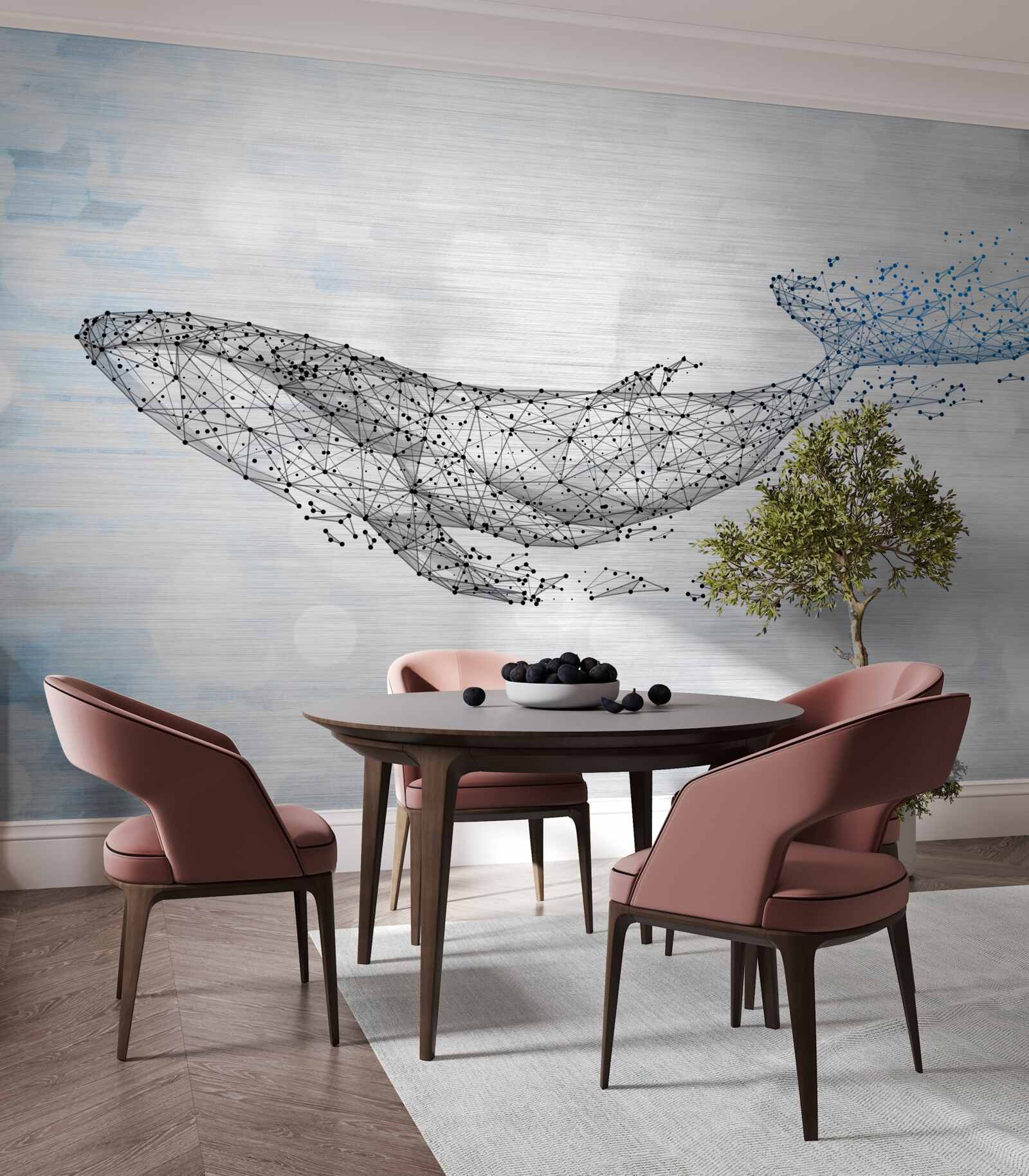 Papier peint la baleine blanche dans une métamorphose de l'abstraction