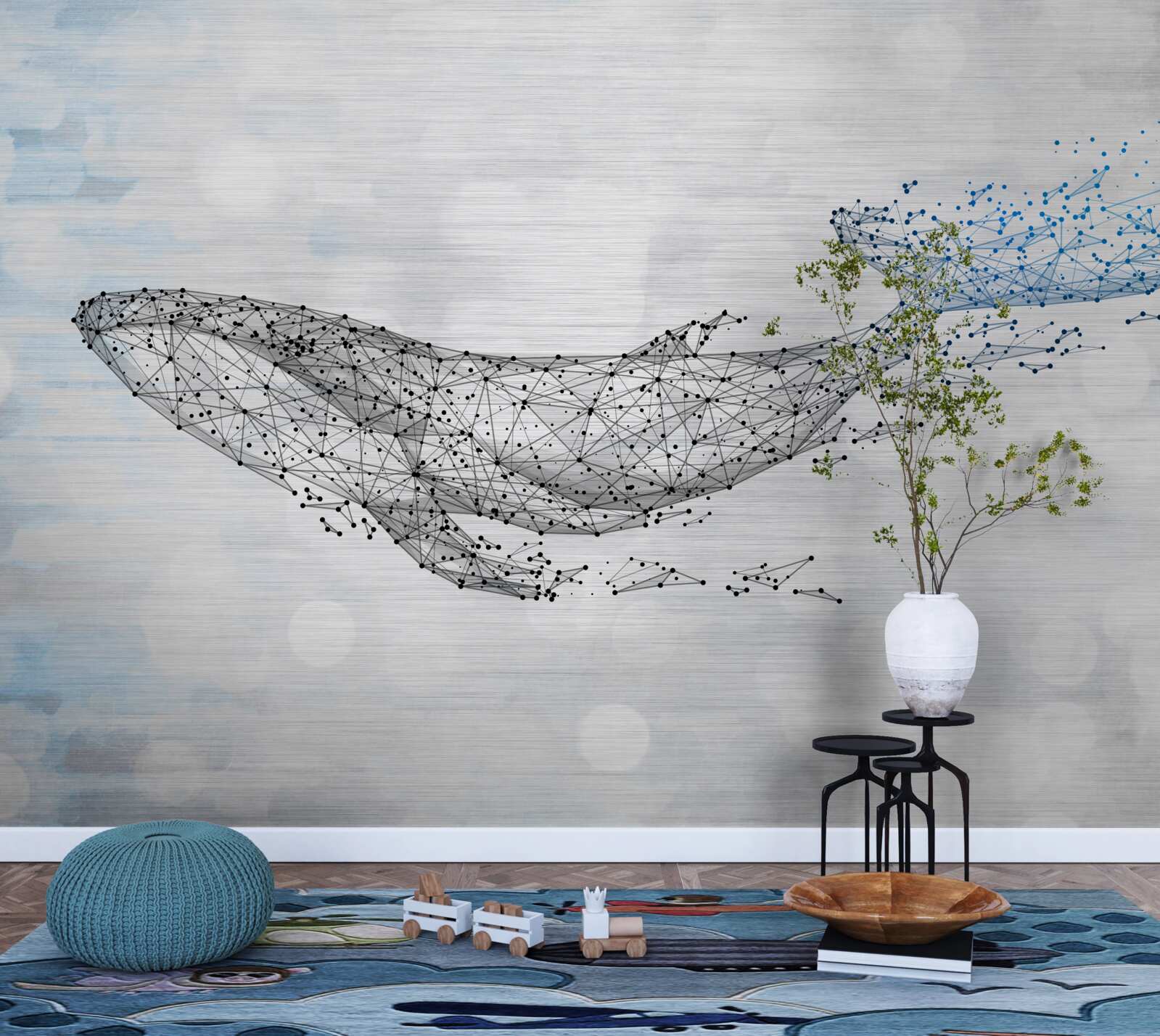 Papier peint la baleine blanche dans une métamorphose de l'abstraction