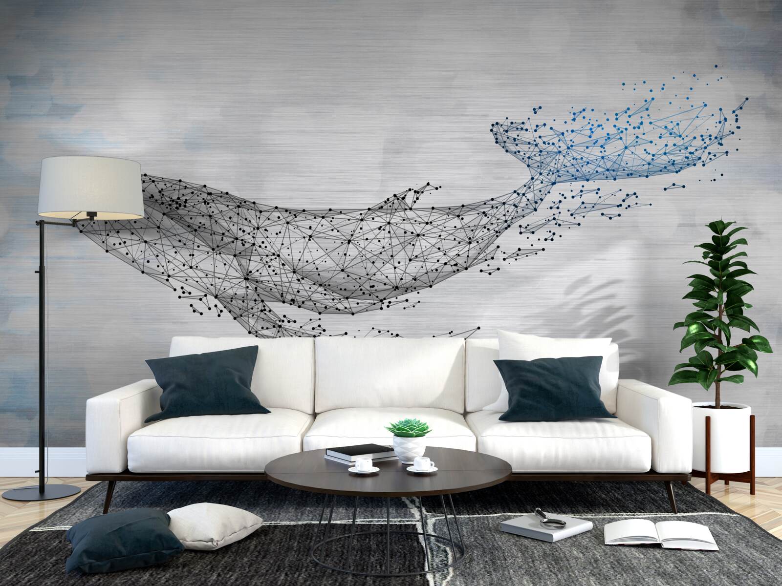 Papier peint la baleine blanche dans une métamorphose de l'abstraction