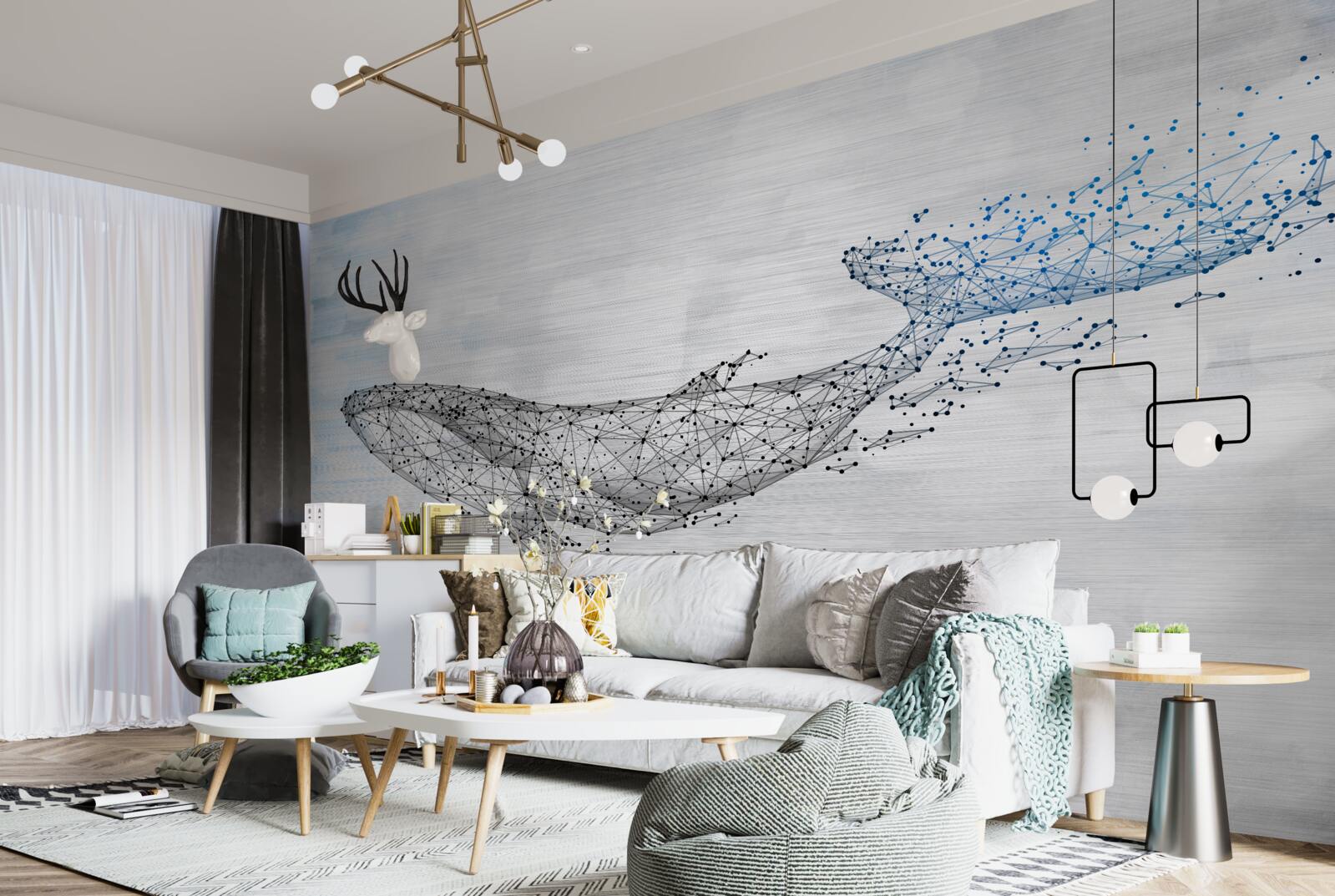 Papier peint la baleine blanche dans une métamorphose de l'abstraction