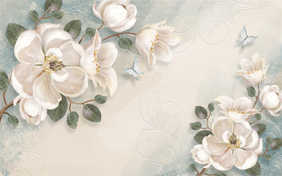 Papier peint Pétales de tendresse blancs comme neige