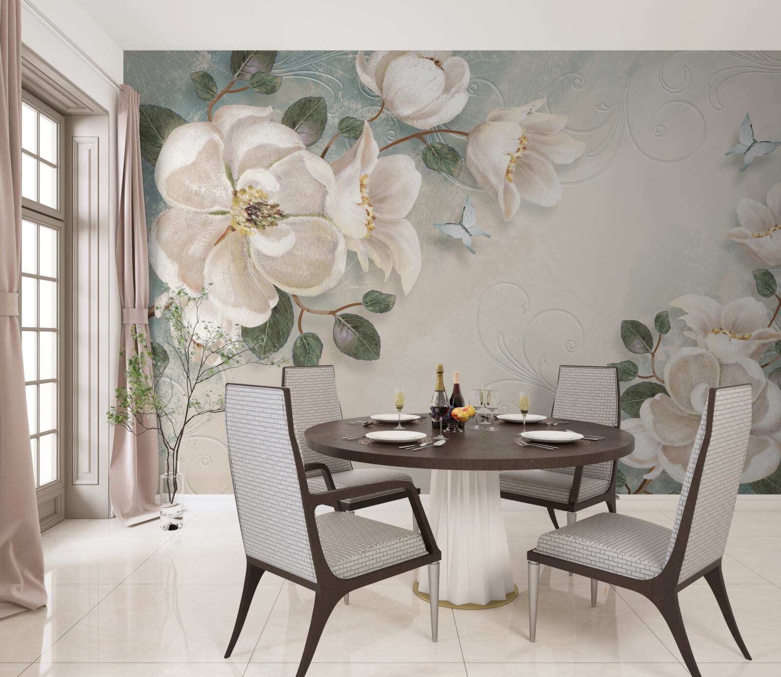 Papier peint Pétales de tendresse blancs comme neige