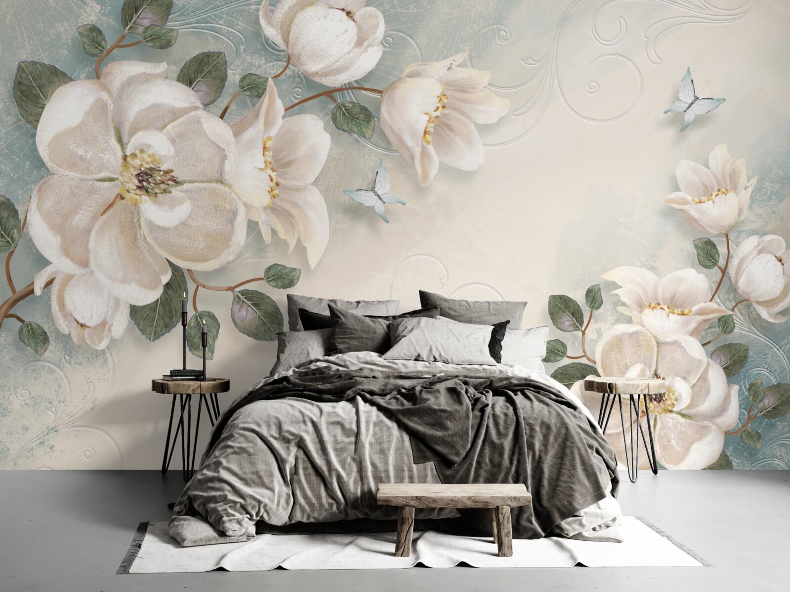 Papier peint Pétales de tendresse blancs comme neige