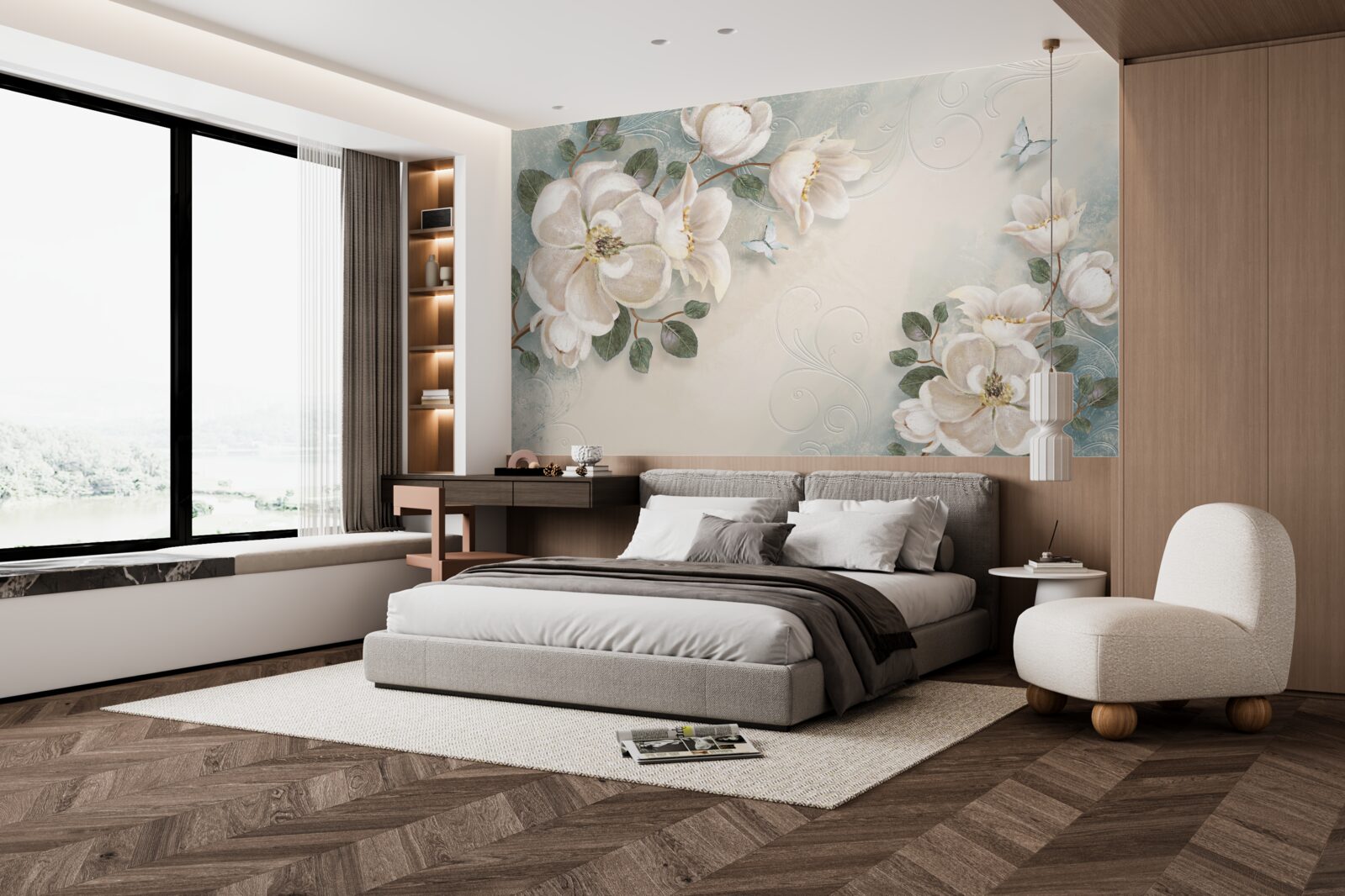 Papier peint Pétales de tendresse blancs comme neige