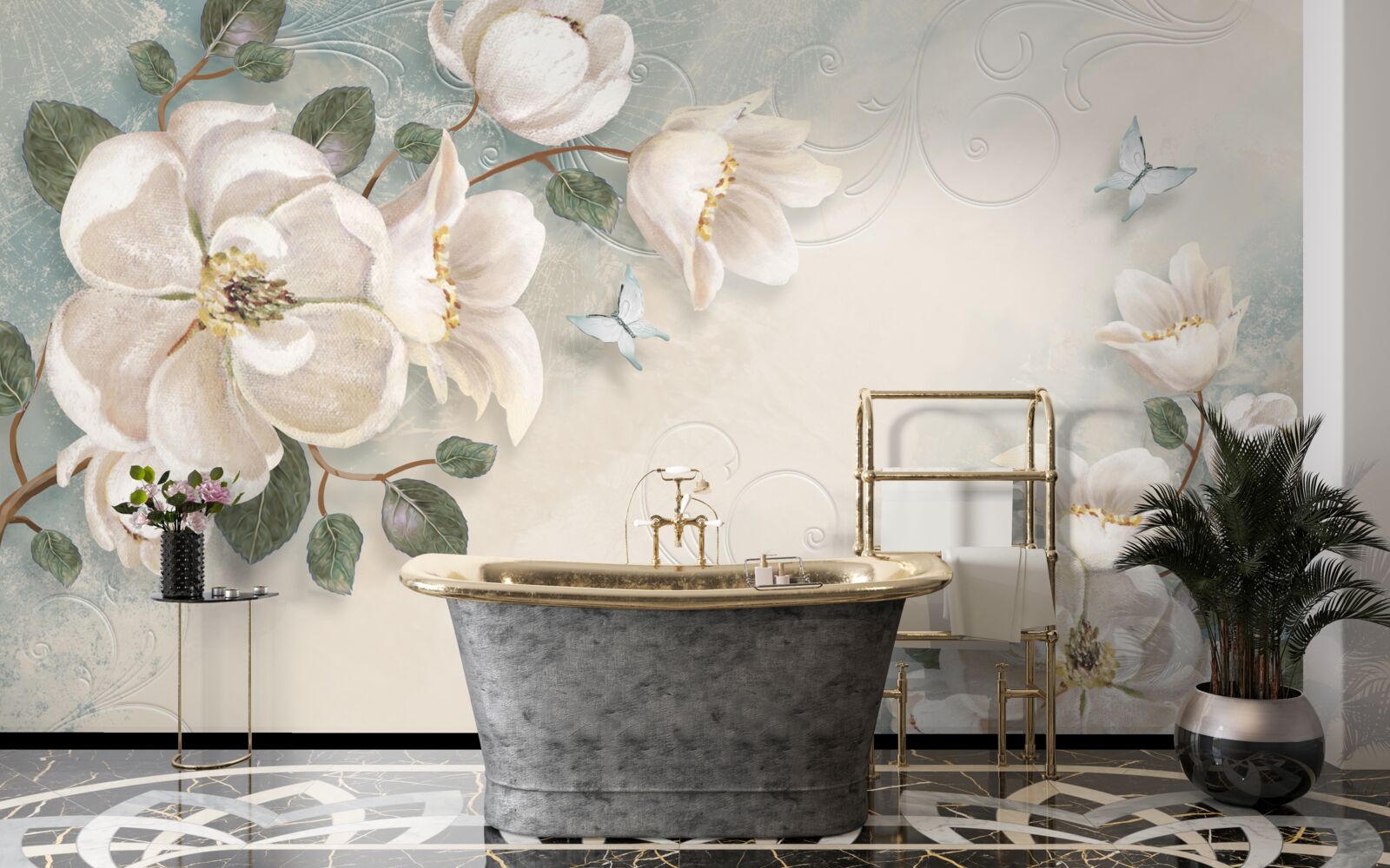 Papier peint Pétales de tendresse blancs comme neige