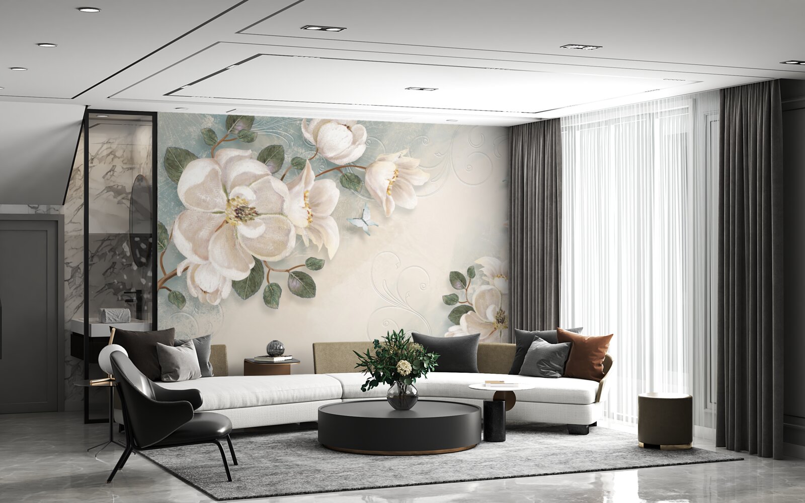 Papier peint Pétales de tendresse blancs comme neige