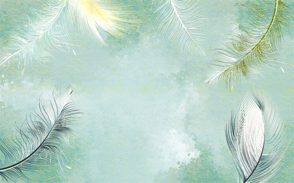 Papier peint grâce à la plume turquoise subtile