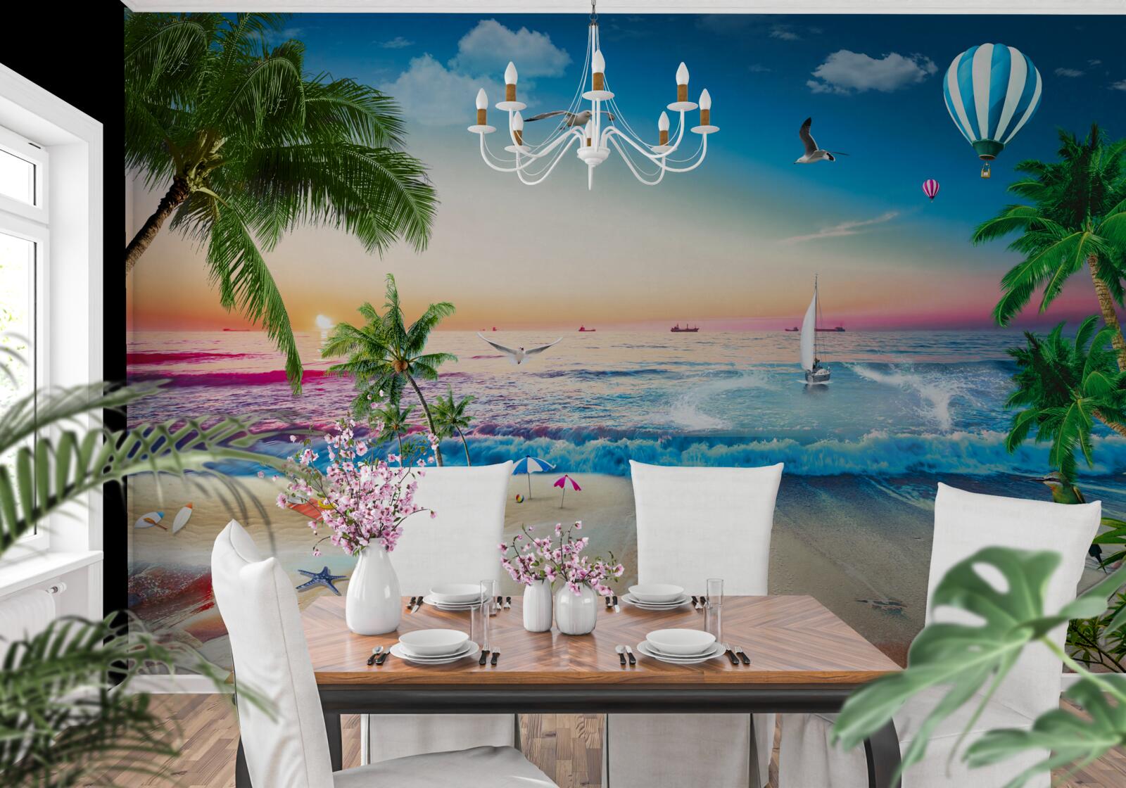 Papier peint peinture marine avec vague