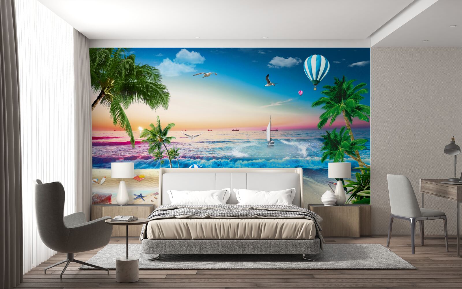 Papier peint peinture marine avec vague