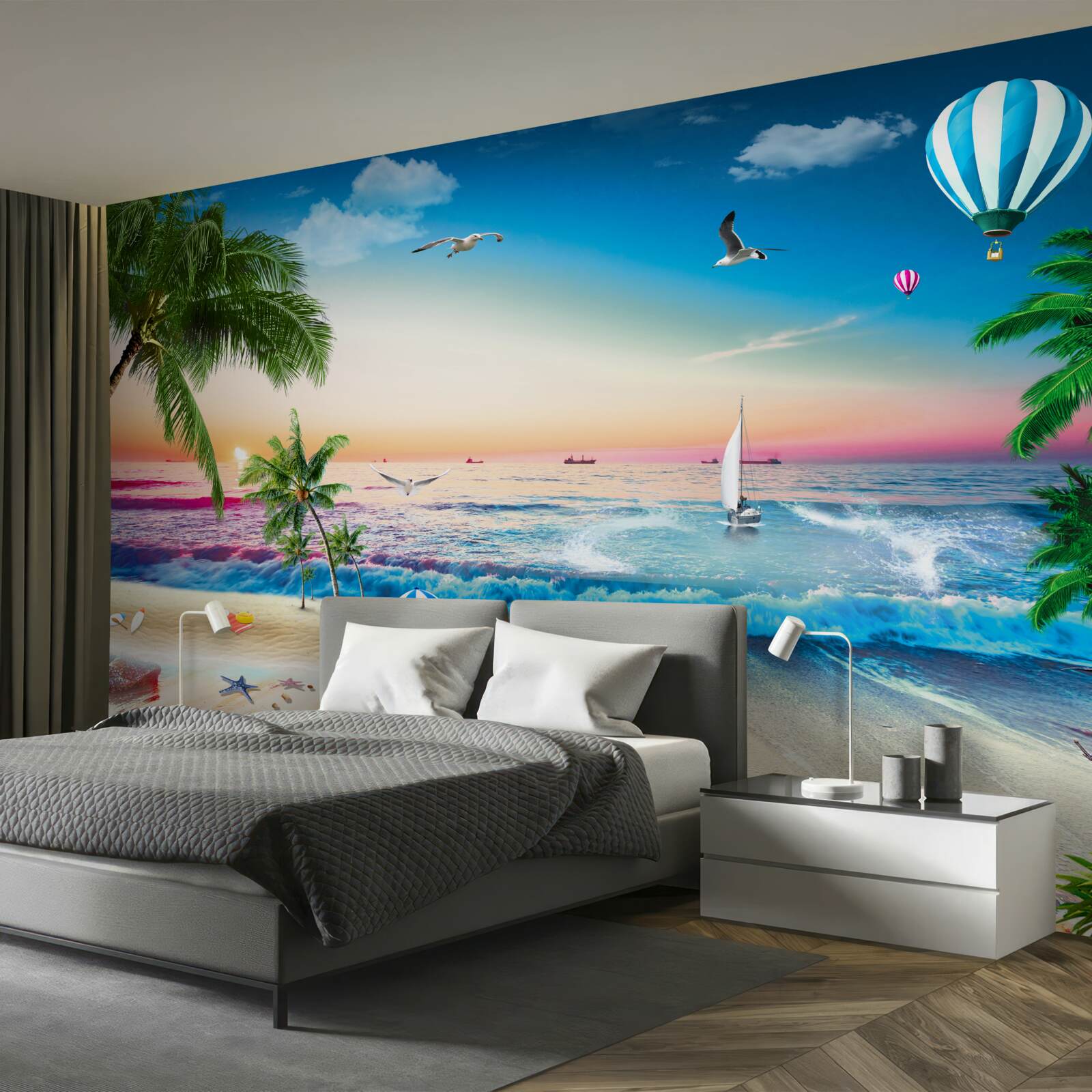 Papier peint peinture marine avec vague