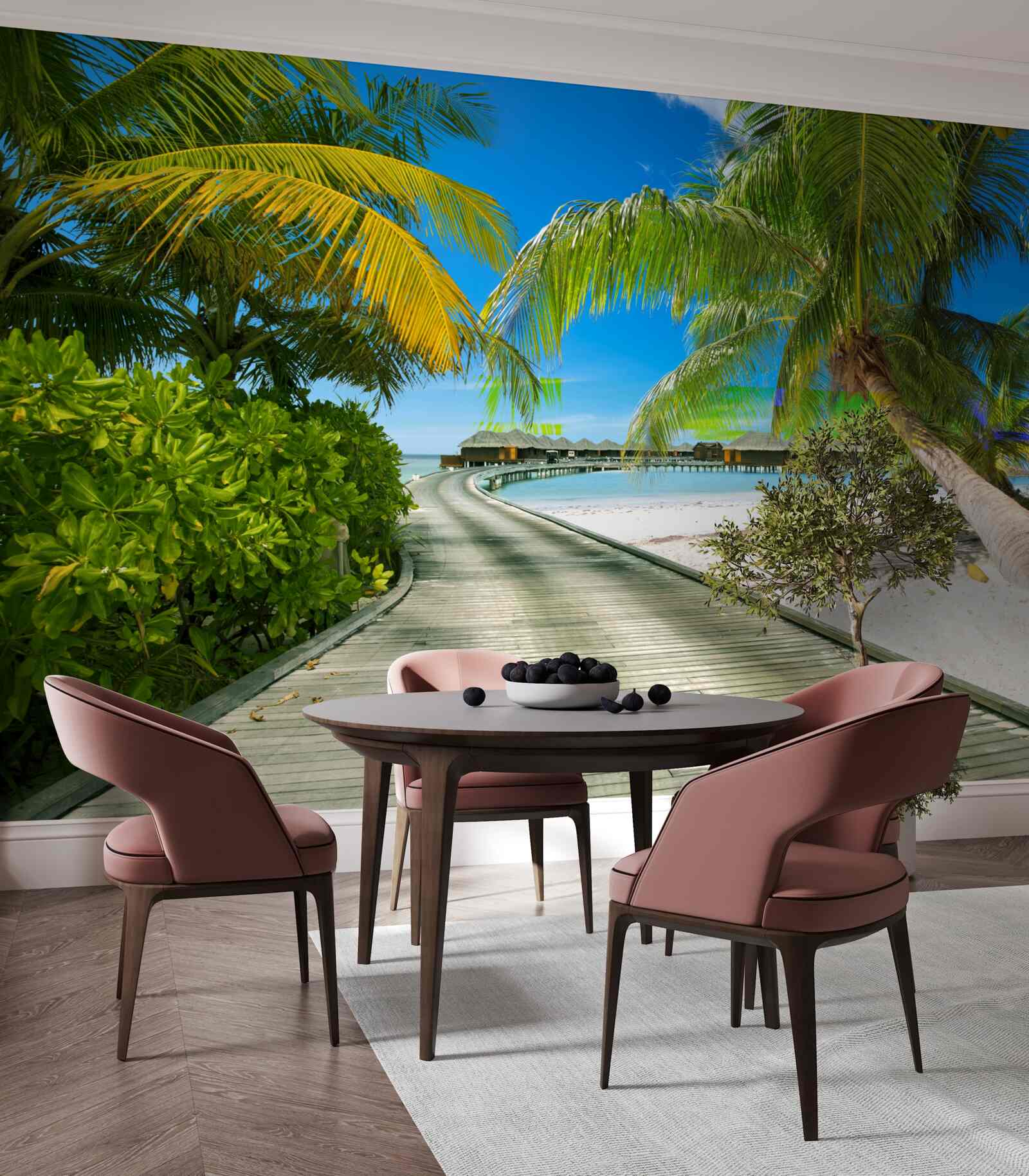 Papier peint Chemin des chalets de bord de mer