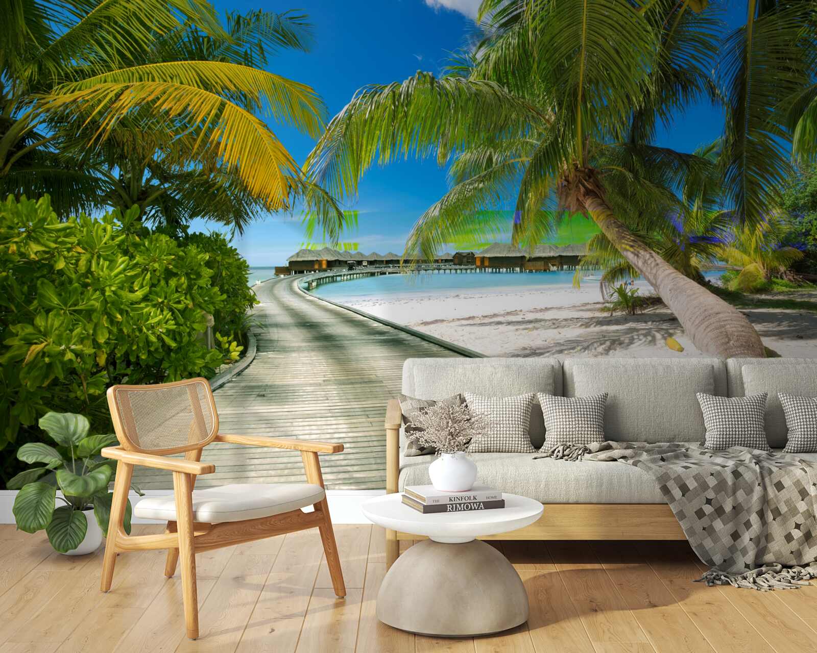 Papier peint Chemin des chalets de bord de mer