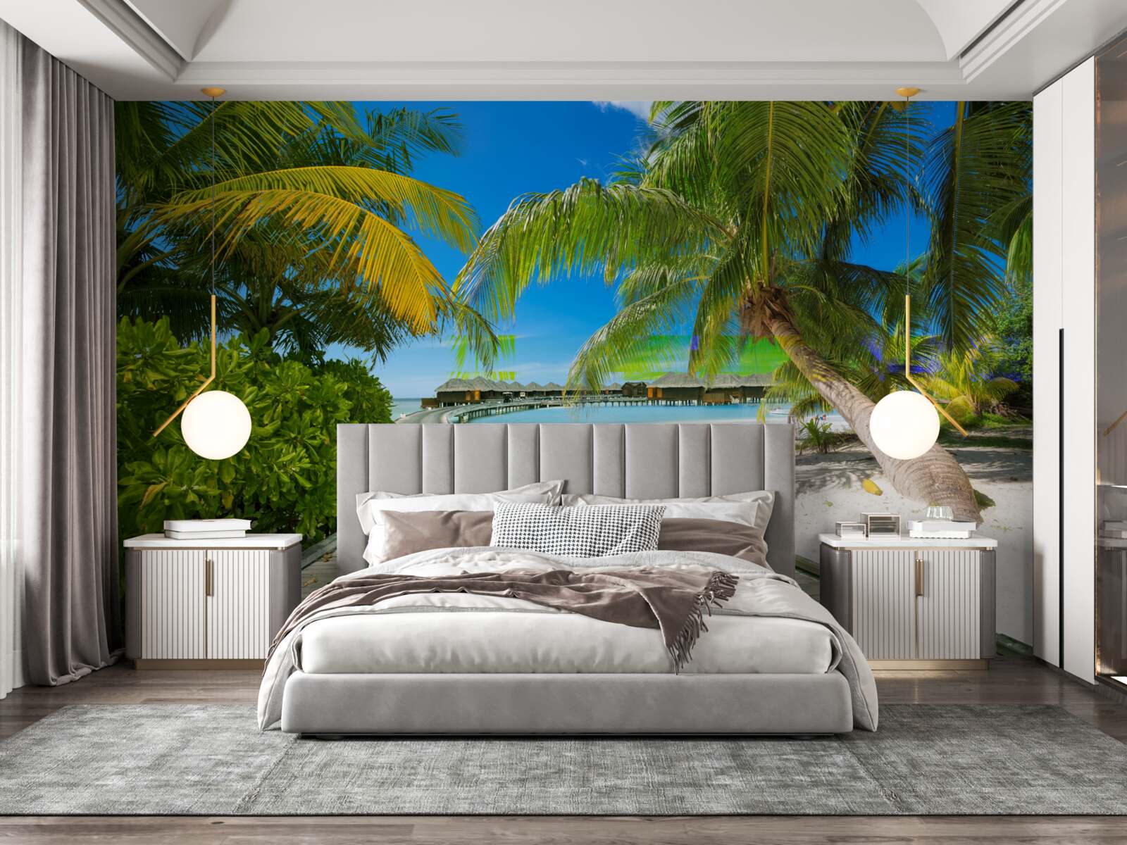 Papier peint Chemin des chalets de bord de mer