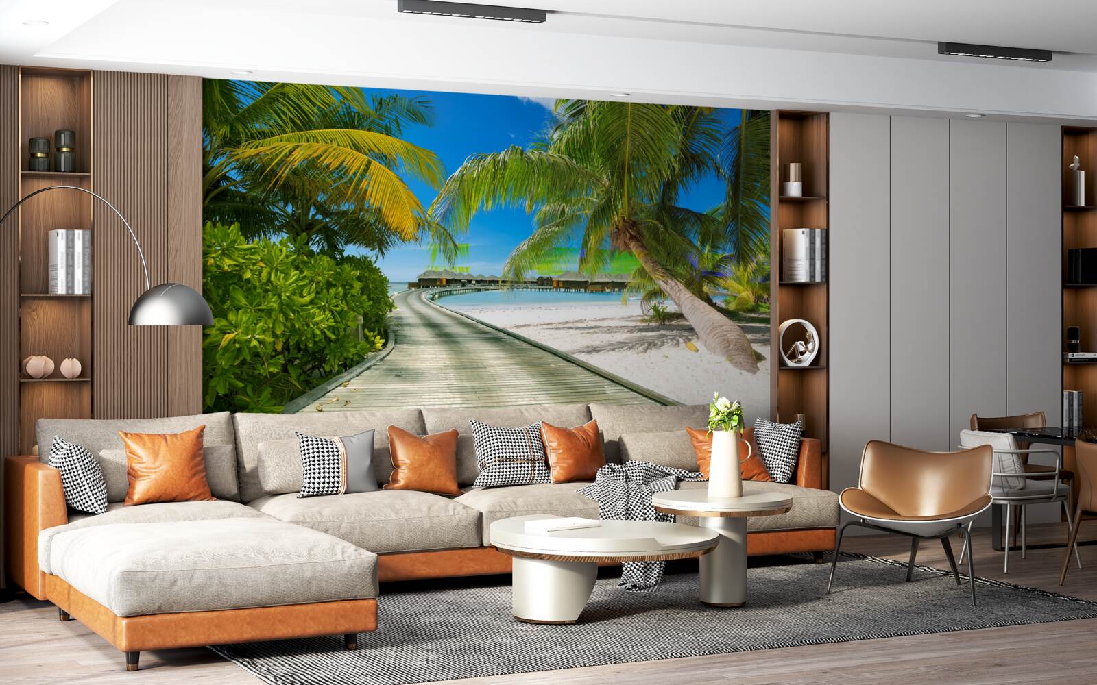 Papier peint Chemin des chalets de bord de mer