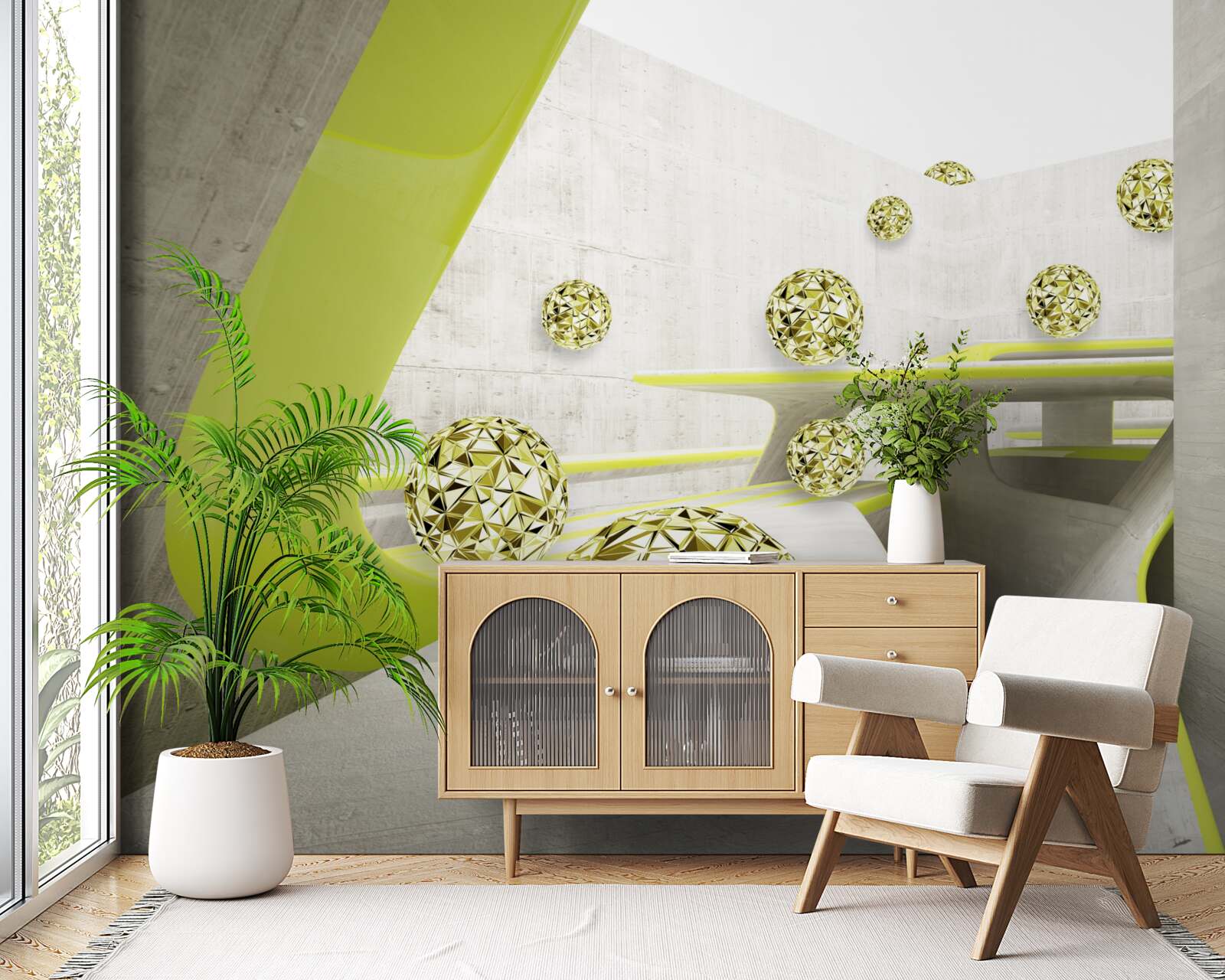 Papier peint les boules d'or roulent vers le bas