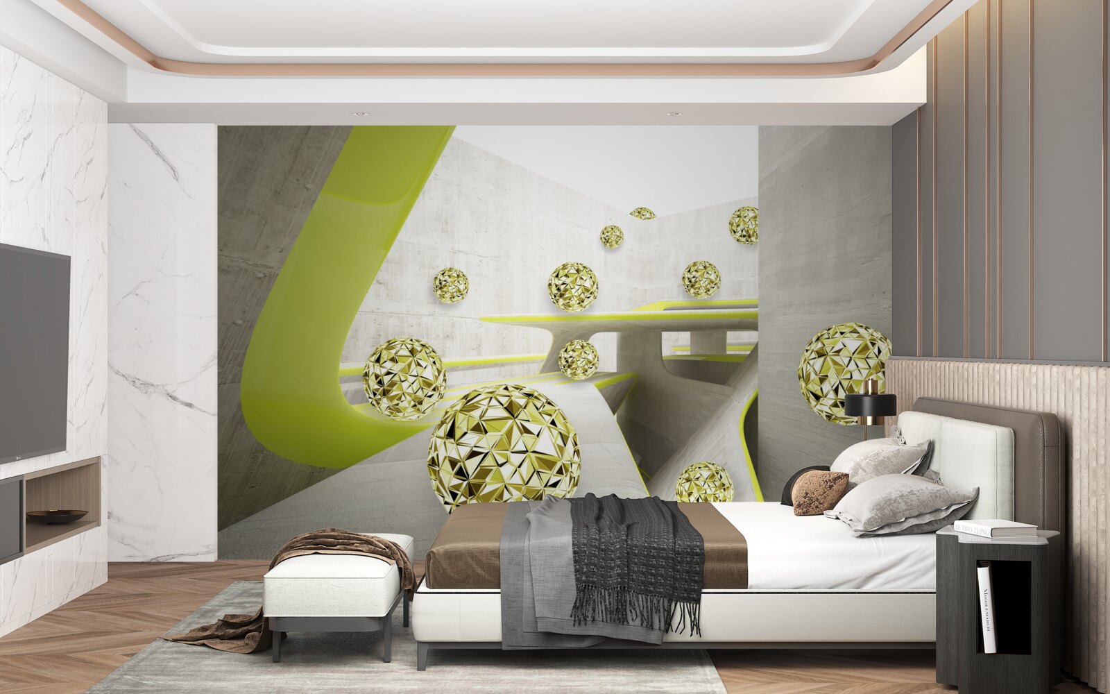 Papier peint les boules d'or roulent vers le bas