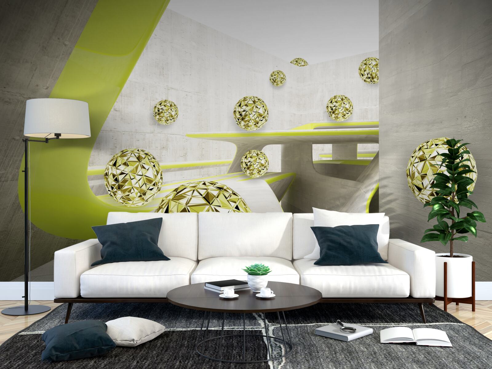 Papier peint les boules d'or roulent vers le bas