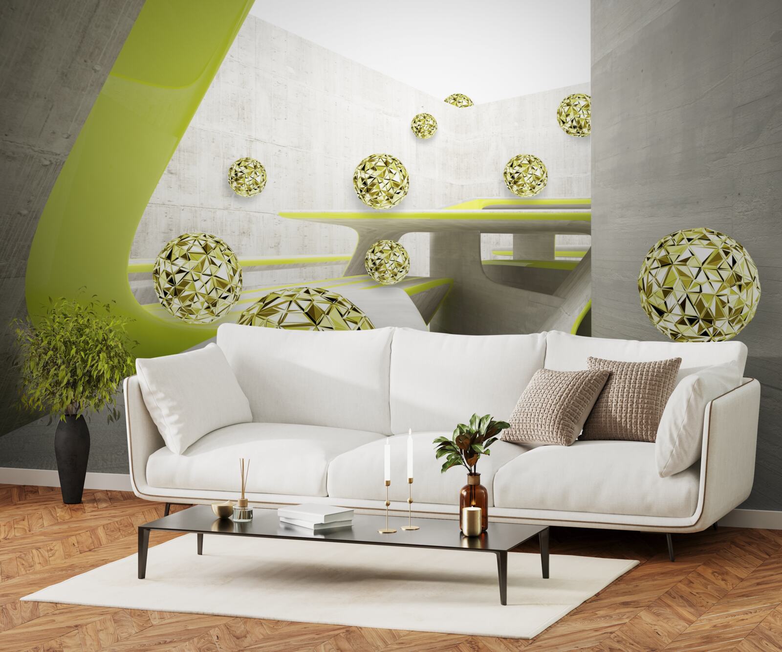 Papier peint les boules d'or roulent vers le bas