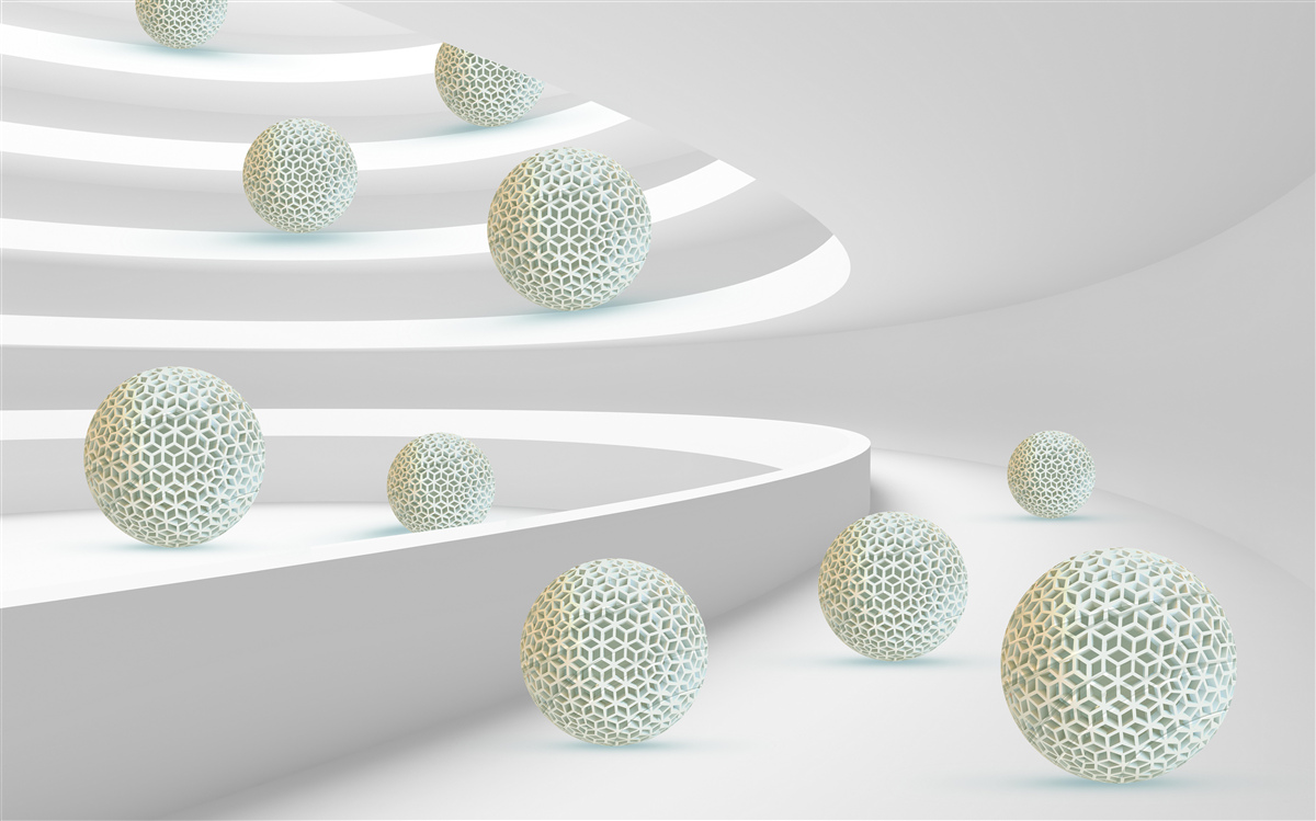 Papier peint les balles tombent dans des trajectoires circulaires