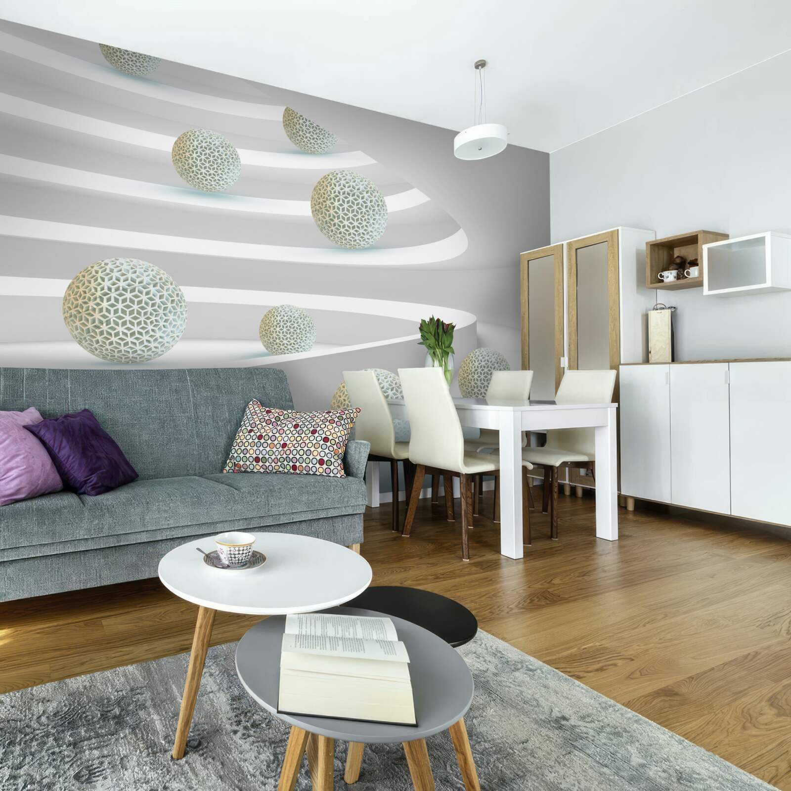 Papier peint les balles tombent dans des trajectoires circulaires