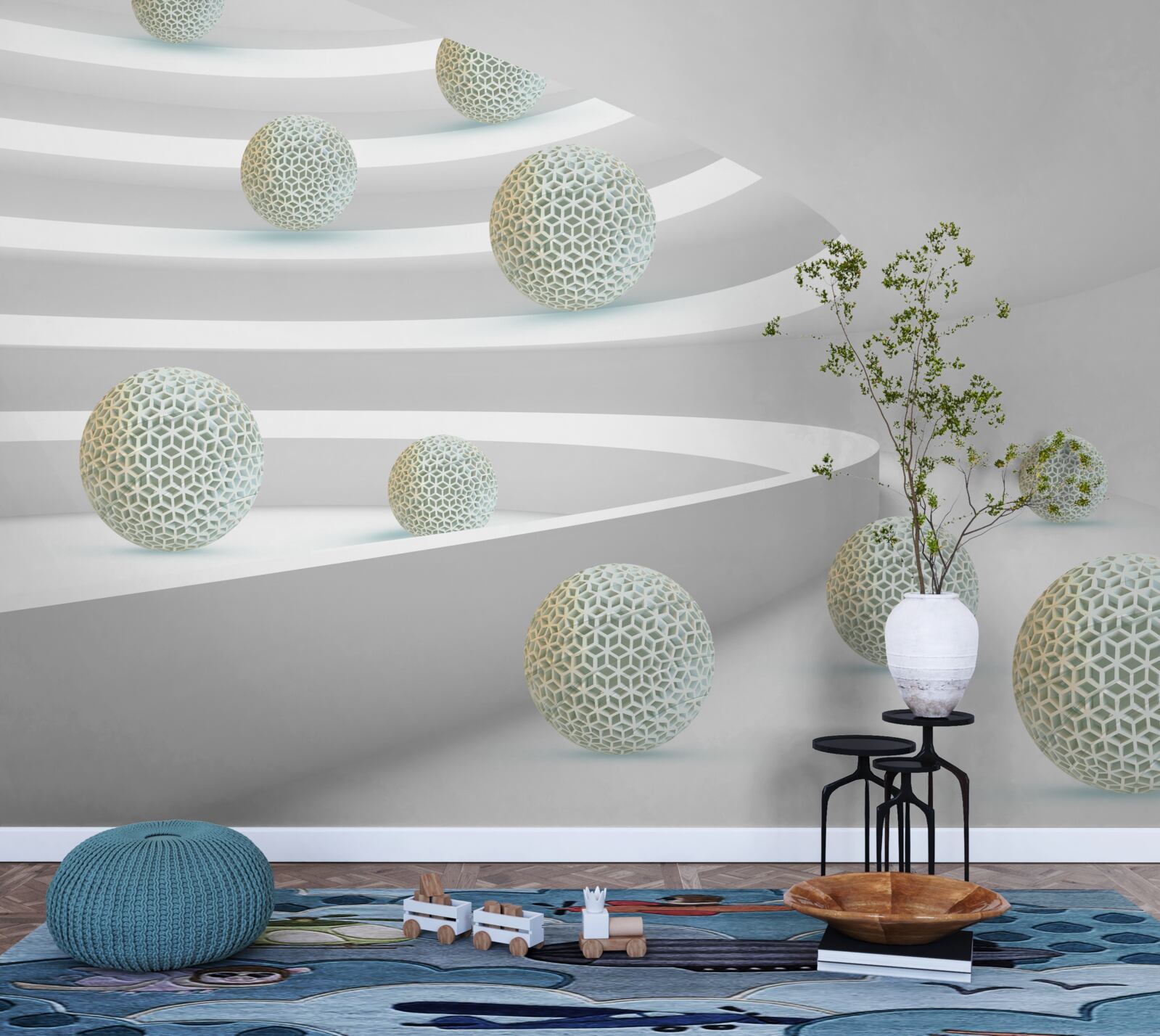 Papier peint les balles tombent dans des trajectoires circulaires