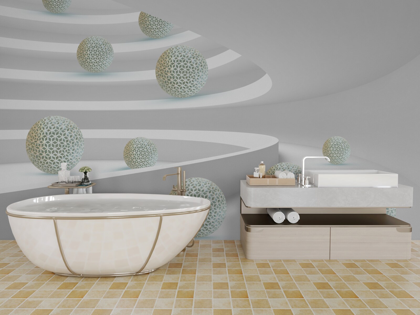 Papier peint les balles tombent dans des trajectoires circulaires