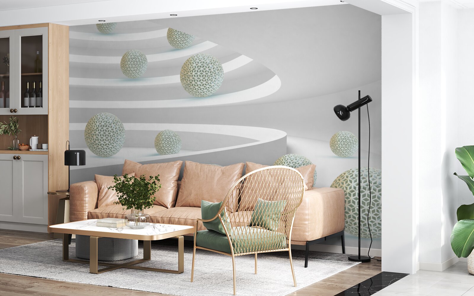 Papier peint les balles tombent dans des trajectoires circulaires