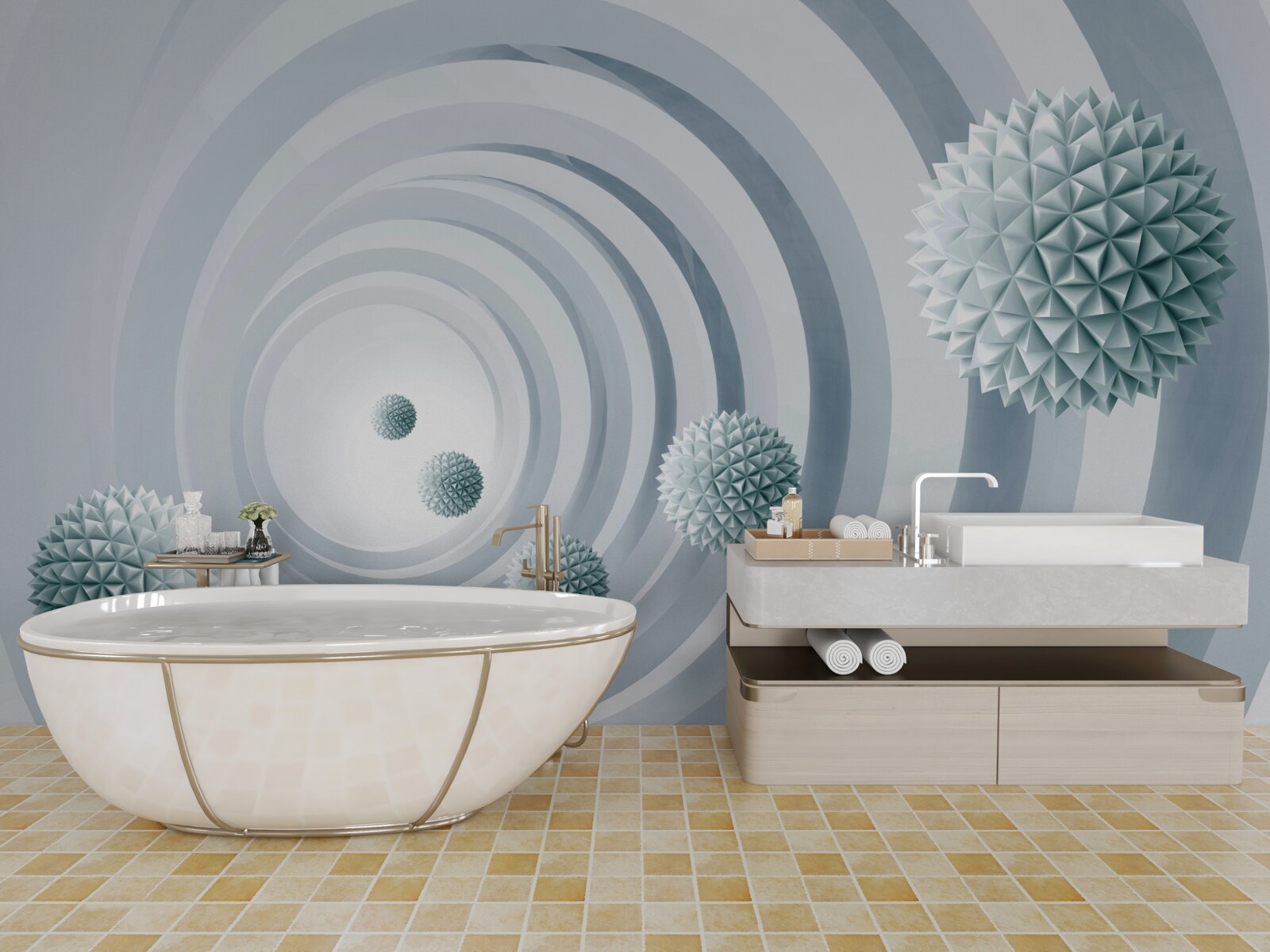 Papier peint les balles disparaissent dans un passage circulaire