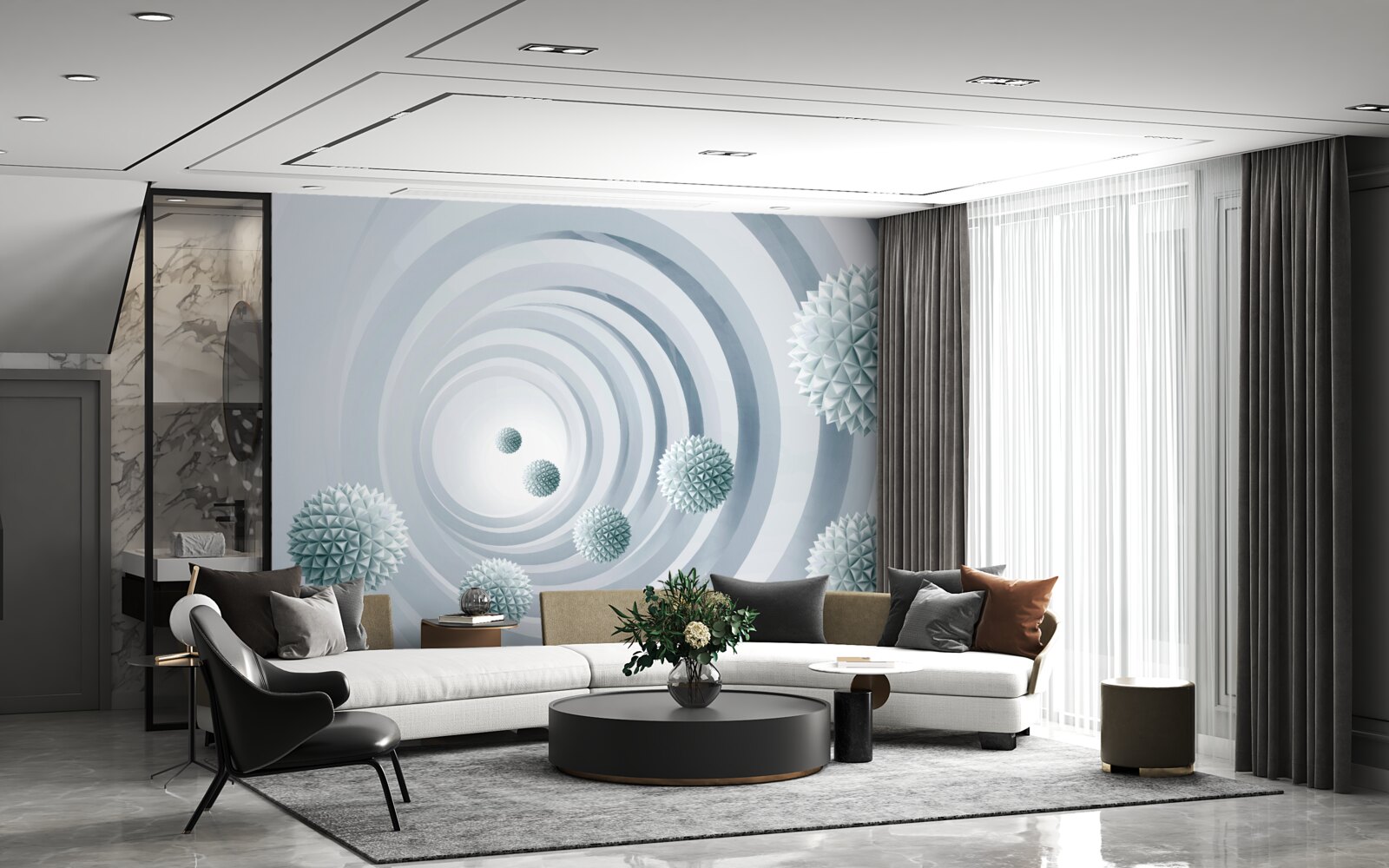 Papier peint les balles disparaissent dans un passage circulaire