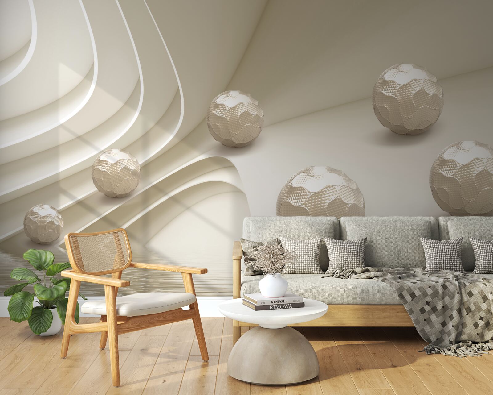 Papier peint boules à facettes dévalant la pente