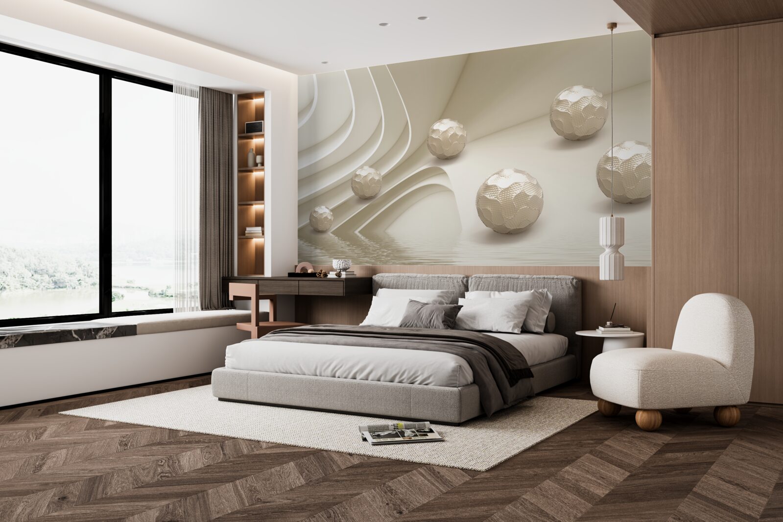 Papier peint boules à facettes dévalant la pente