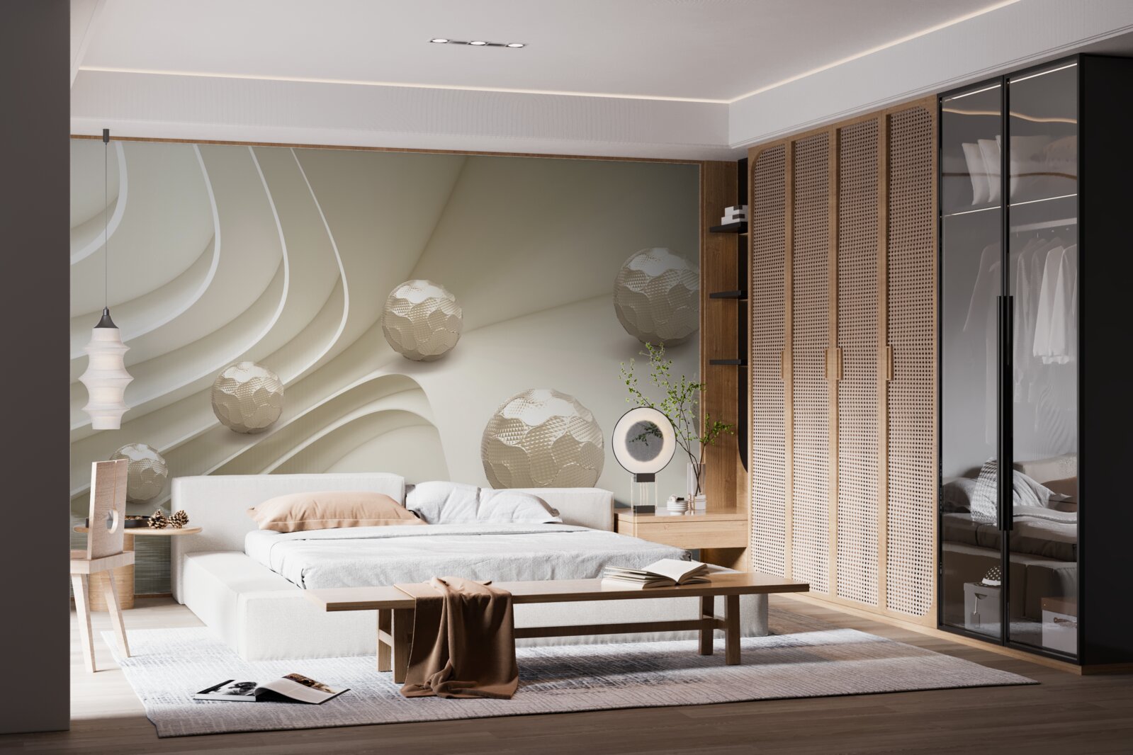 Papier peint boules à facettes dévalant la pente