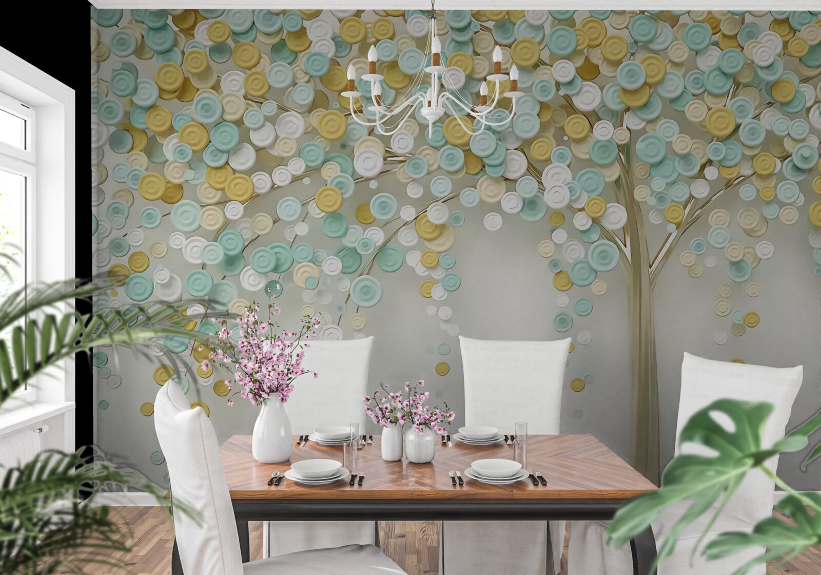 Papier peint l'éclat des teintes d'été sur le bois