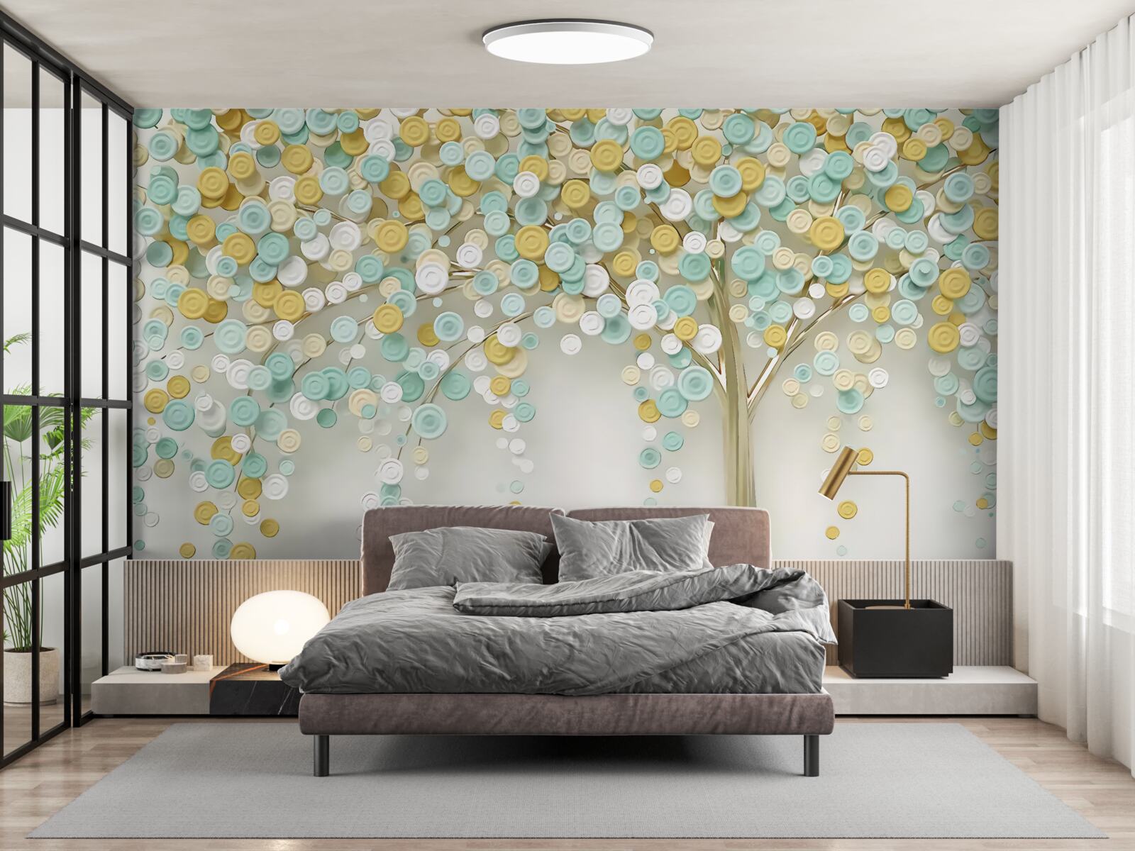 Papier peint l'éclat des teintes d'été sur le bois