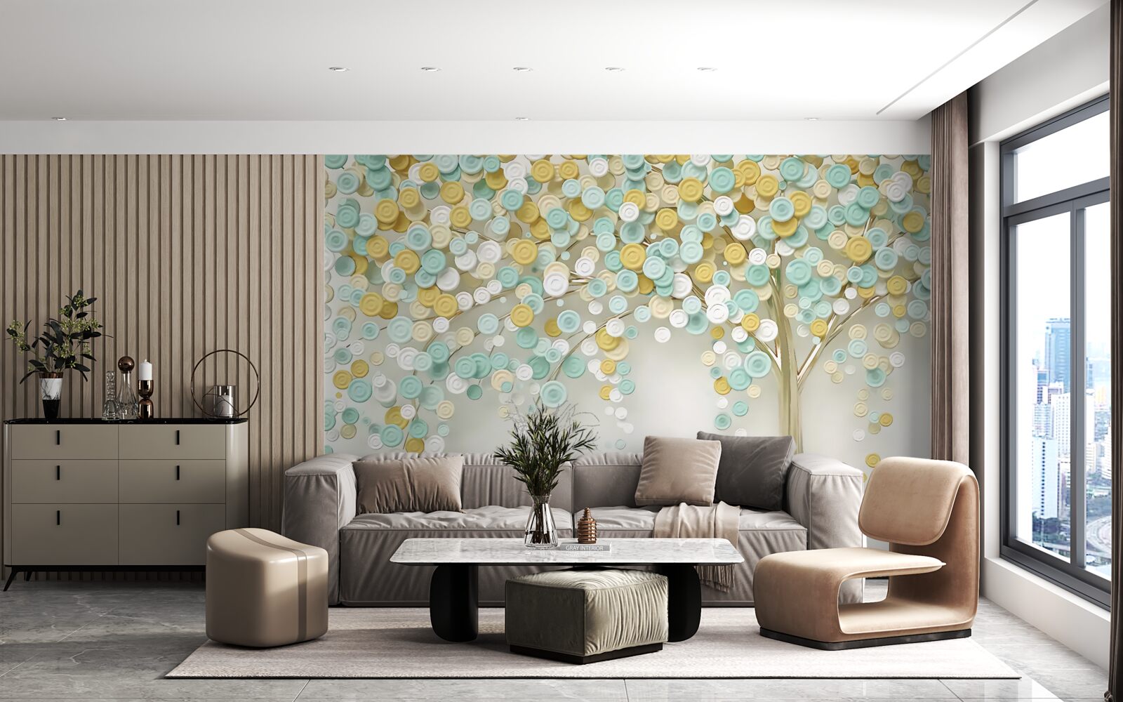 Papier peint l'éclat des teintes d'été sur le bois