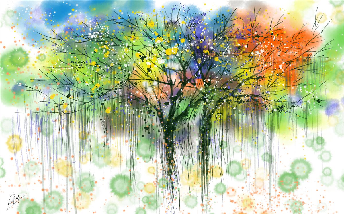 Papier peint La forêt d'automne est pleine de couleurs vives