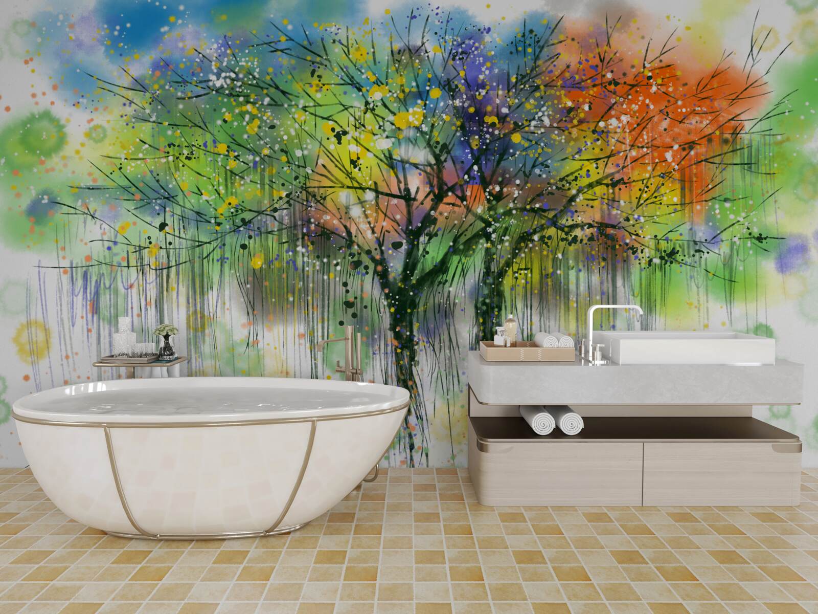 Papier peint La forêt d'automne est pleine de couleurs vives