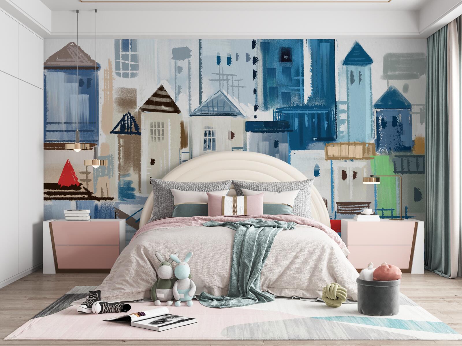 Papier peint architecture de ville animée