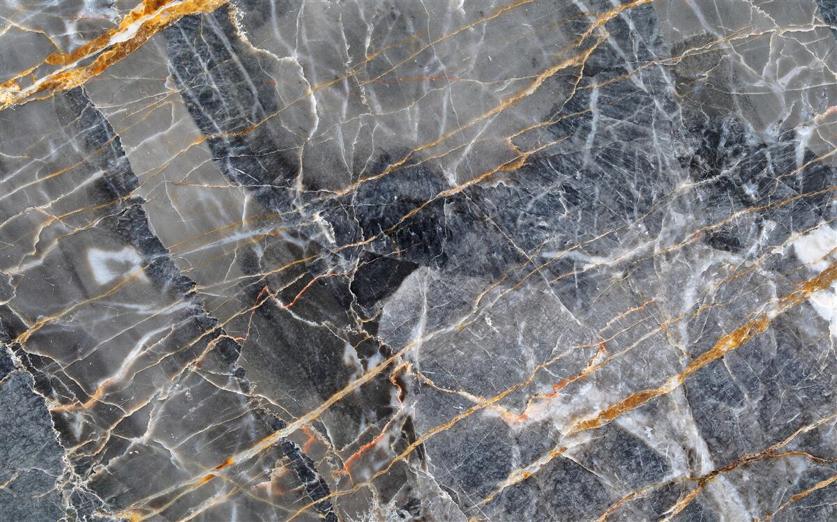 Papier peint marbre noir veiné d'or